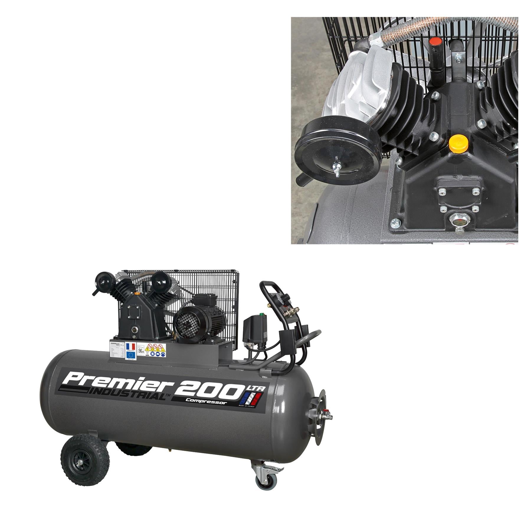 Sealey Compressor 200L Belt Drive 3hp 415V 3ph