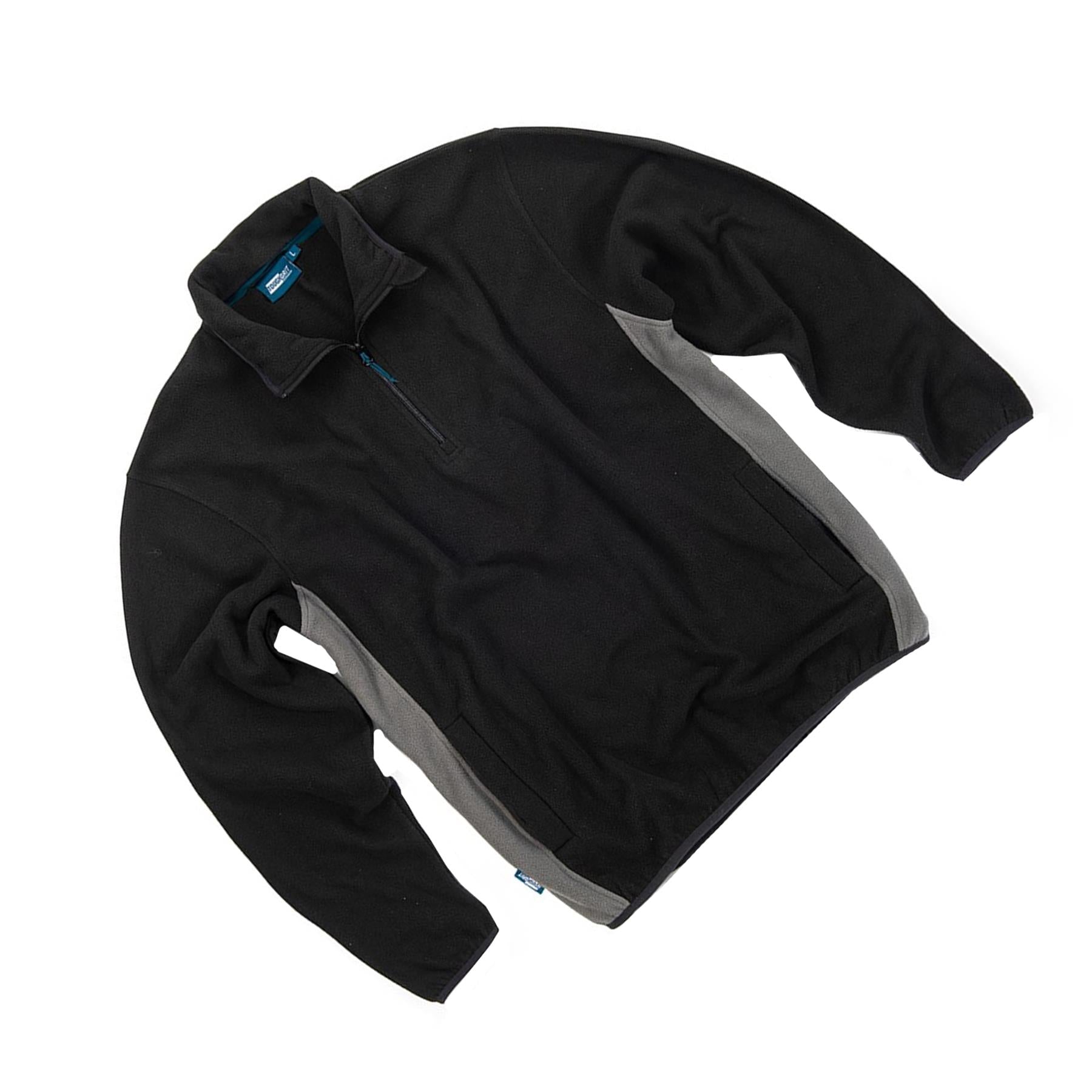 Tough Grit 2-Tone 1/4 Zip Classic Fleece Work Worker Warm Black/Charcoal XS