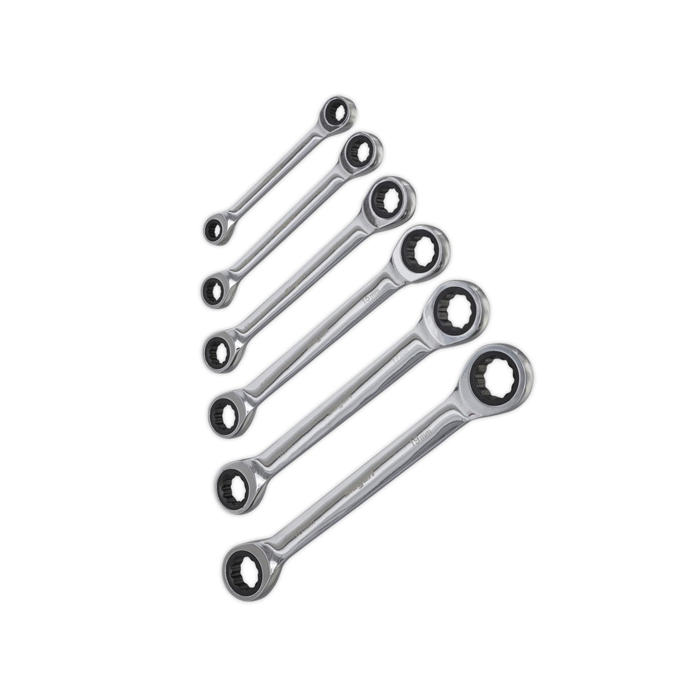 Sealey Double End Ratchet Ring Spanner Set 6pc Metric