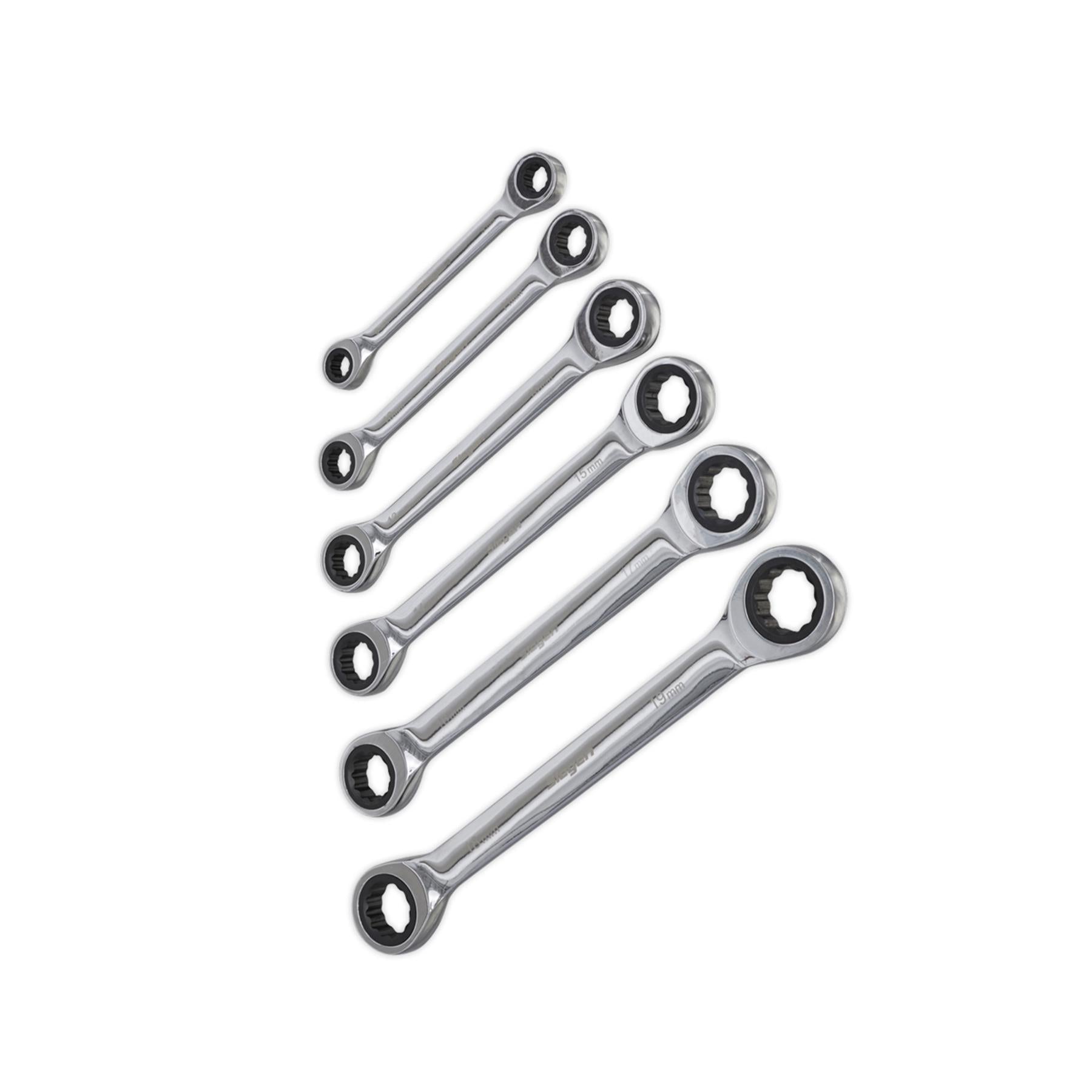 Sealey Double End Ratchet Ring Spanner Set 6pc Metric