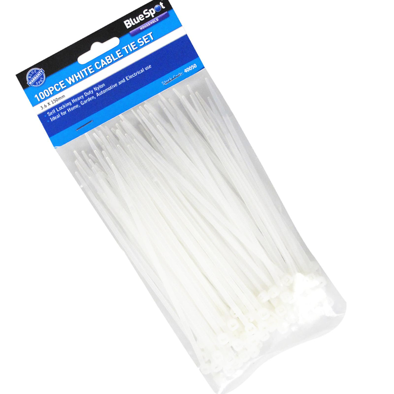 Cable Zip Ties 100Pce Nylon Wraps High Quality Strong 3.6mm X 150mm BlueSpot