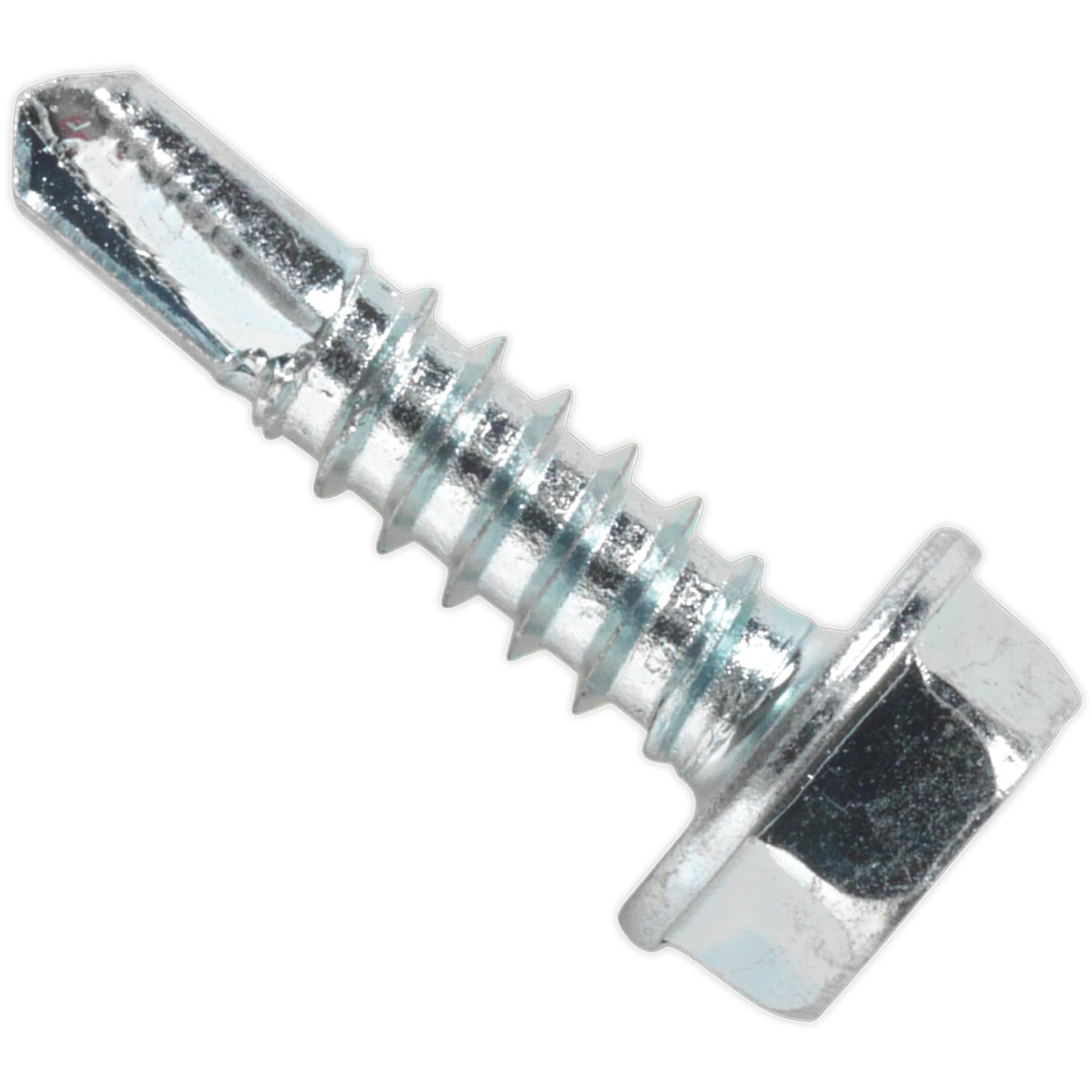 Sealey Self Drilling Screw 4.8 x 19mm Hex Head Zinc Pack of 100