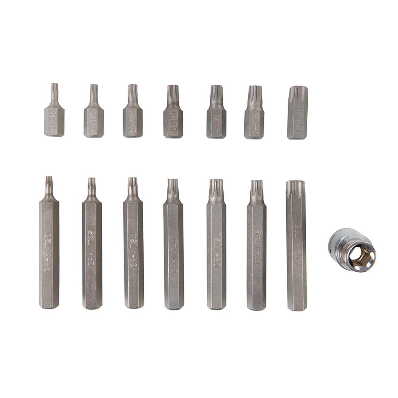 Trx Bits Set 15Pc Chrome Vanadium Socket & Hardened Tempered Trx Bits