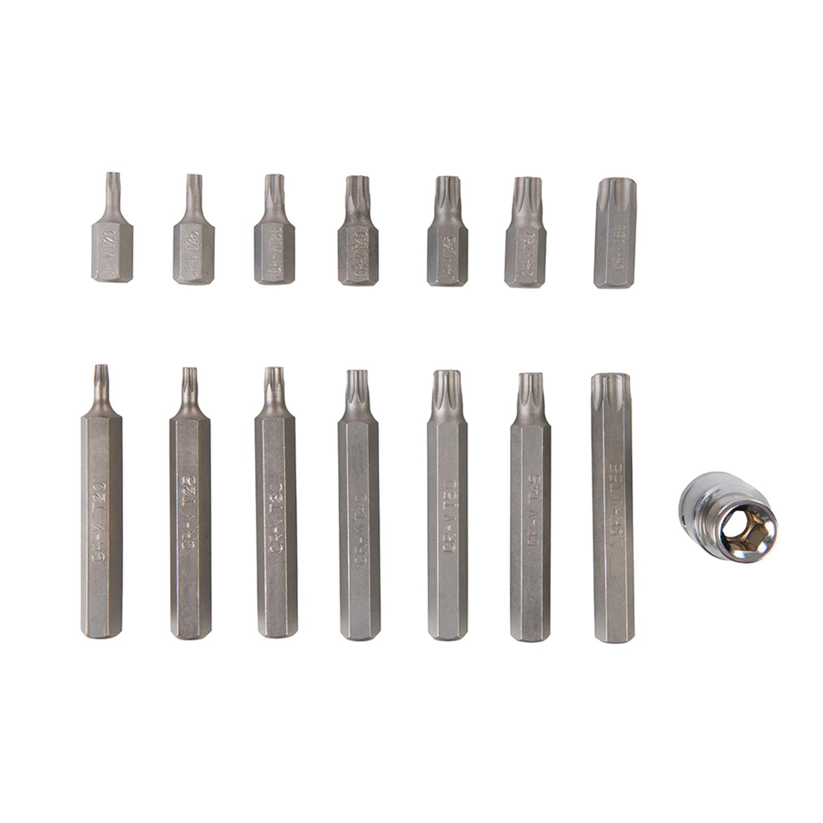 Trx Bits Set 15Pc Chrome Vanadium Socket & Hardened Tempered Trx Bits