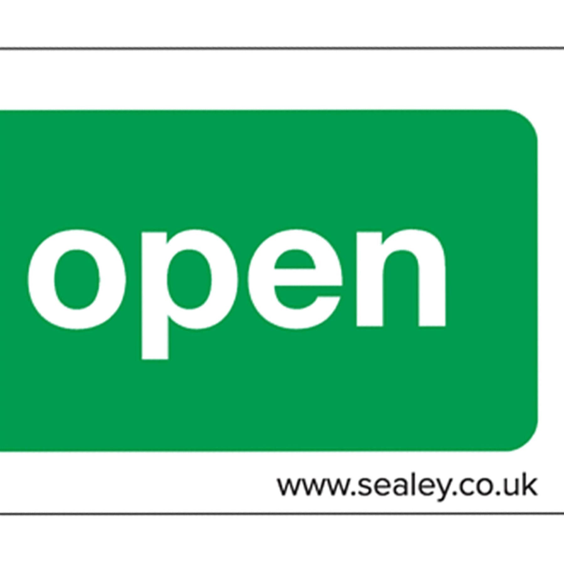 Sealey Safety Sign - Push Bar To Open - Self-Adhes. - Pack of 10