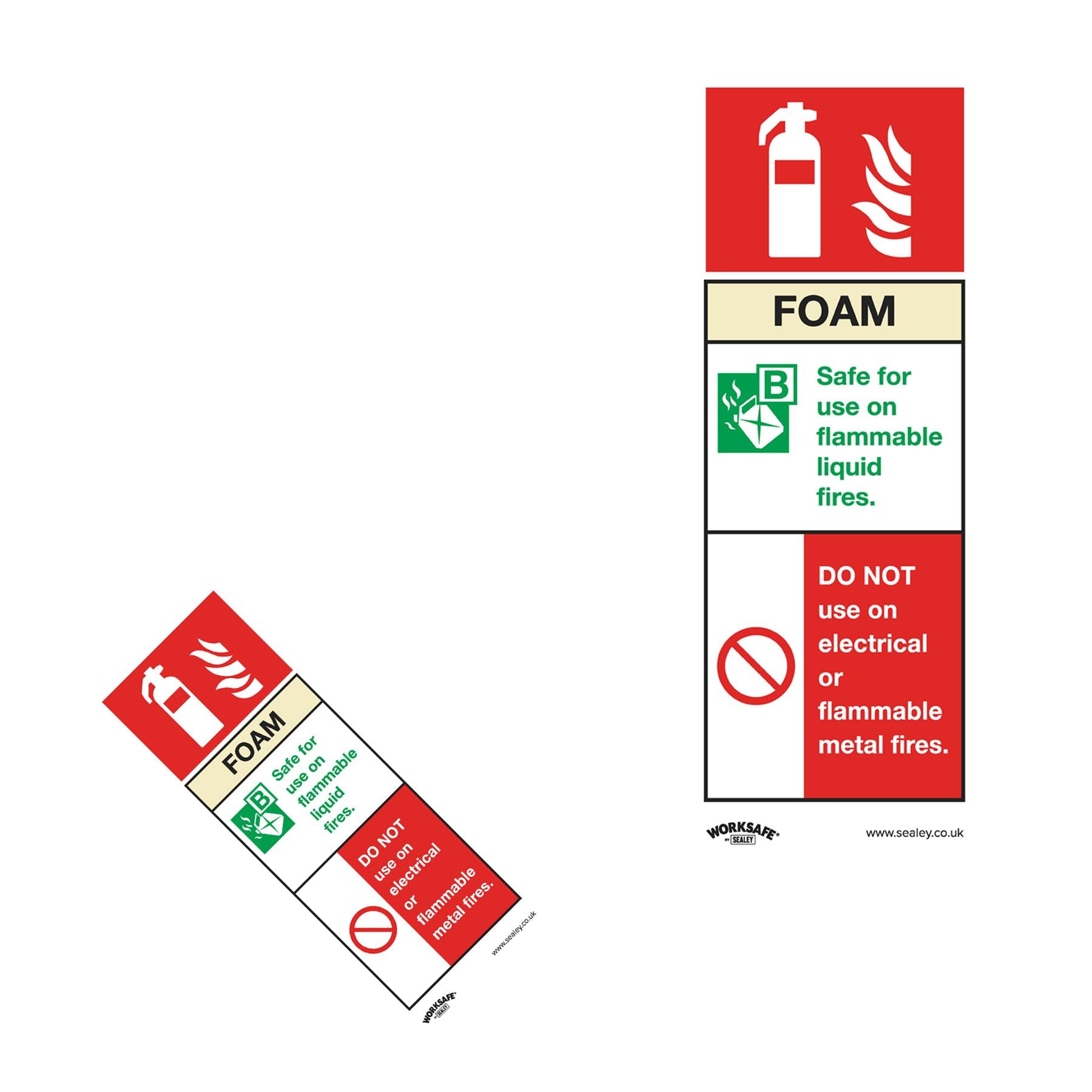Sealey Safety Sign - Foam Fire Extinguisher - Rig Plast - Pk of 10