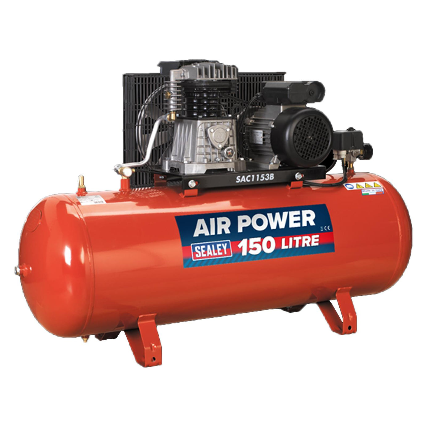 Sealey SAC1153B Air Compressor 150L Belt Drive 3hp with Cast Cylinders