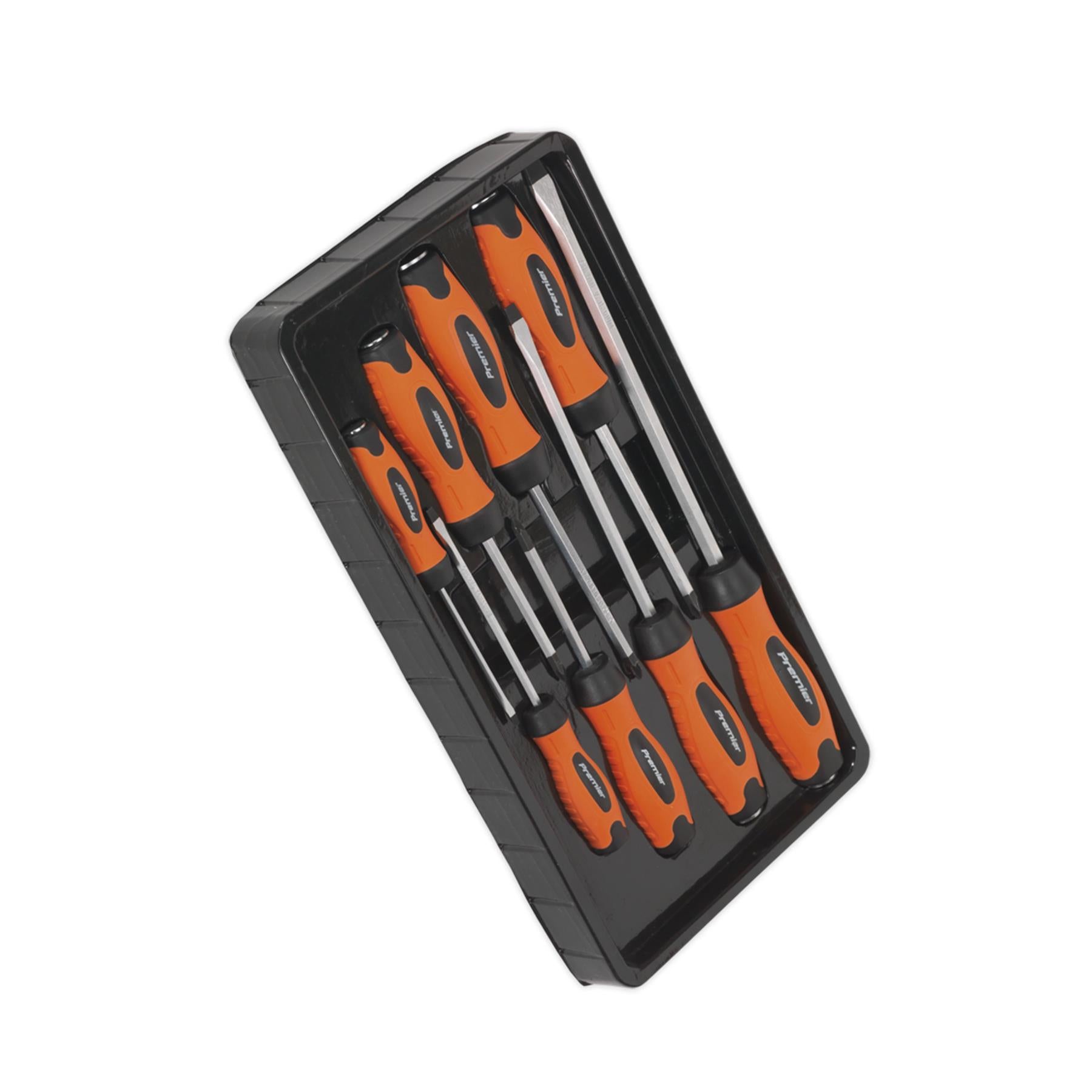 Sealey Screwdriver Set 8pc Hammer-Thru Hi-Vis Orange