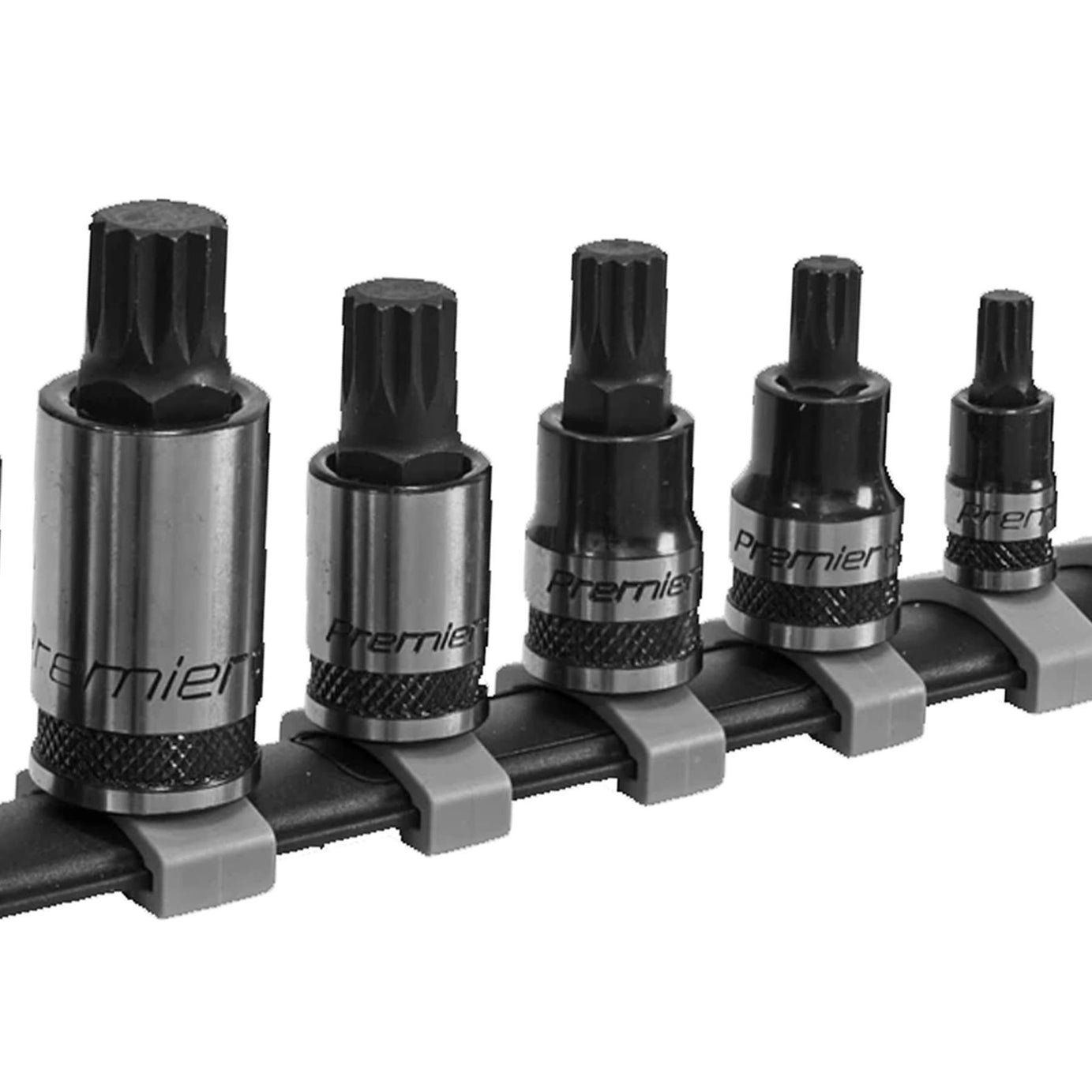 Sealey Spline Socket Bit Set 8pc 1/4", 3/8", 1/2"Sq Dr Black Series