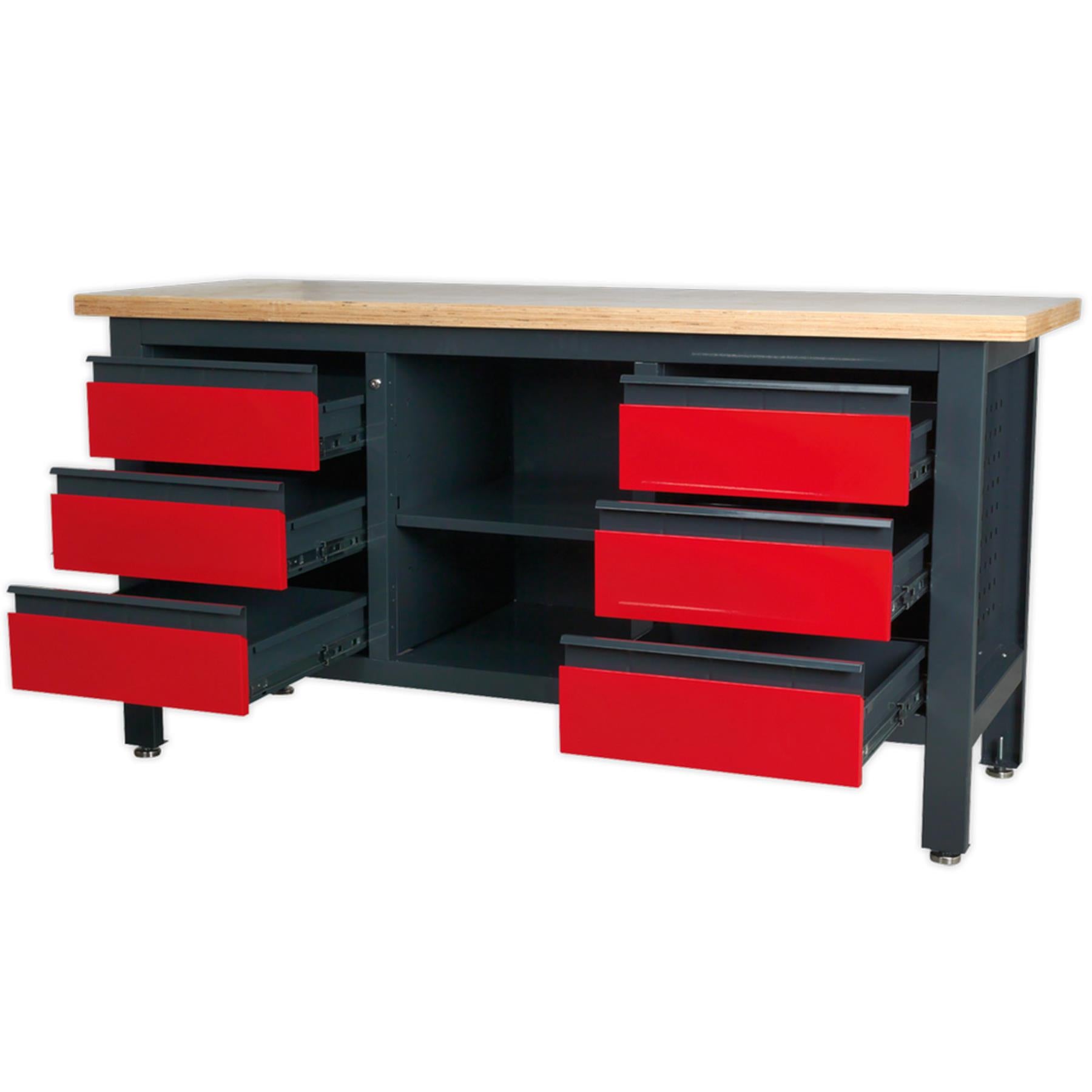 Sealey Workstation with 6 Drawers & Open Storage
