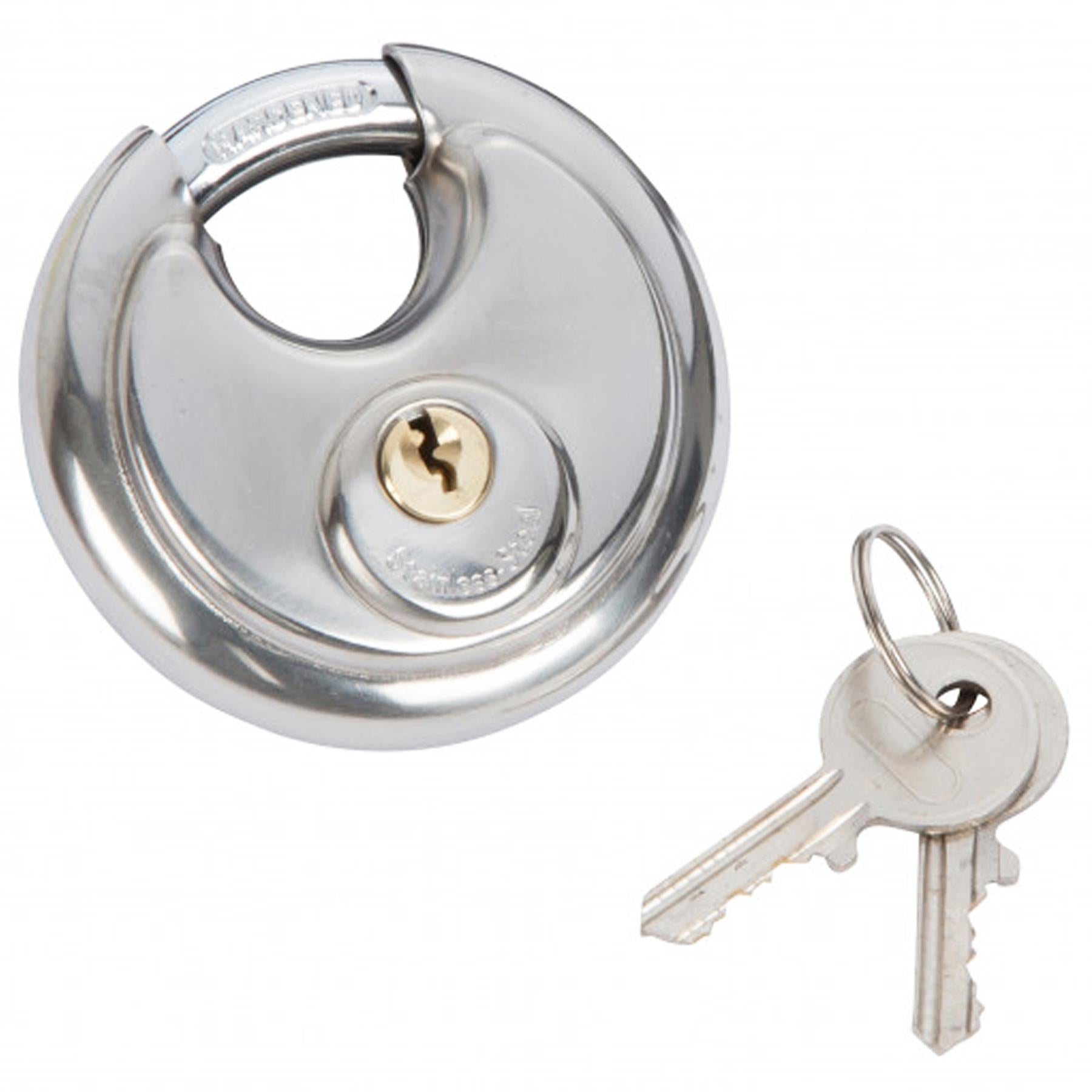 BlueSpot 70mm Disc Padlock Shackle Stainless Steel 2 Keys Waterproof Lifetime Guarantee