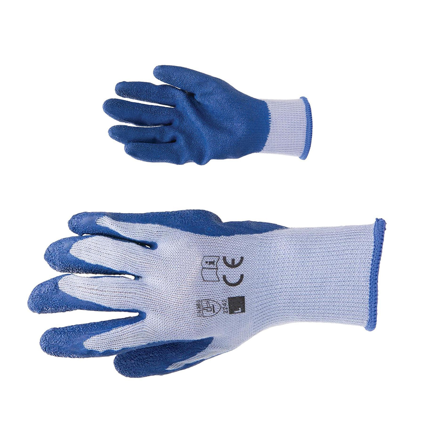 Latex Builders Gloves Anatomical Design Crinkle Finish And Knitted Wrist L 9
