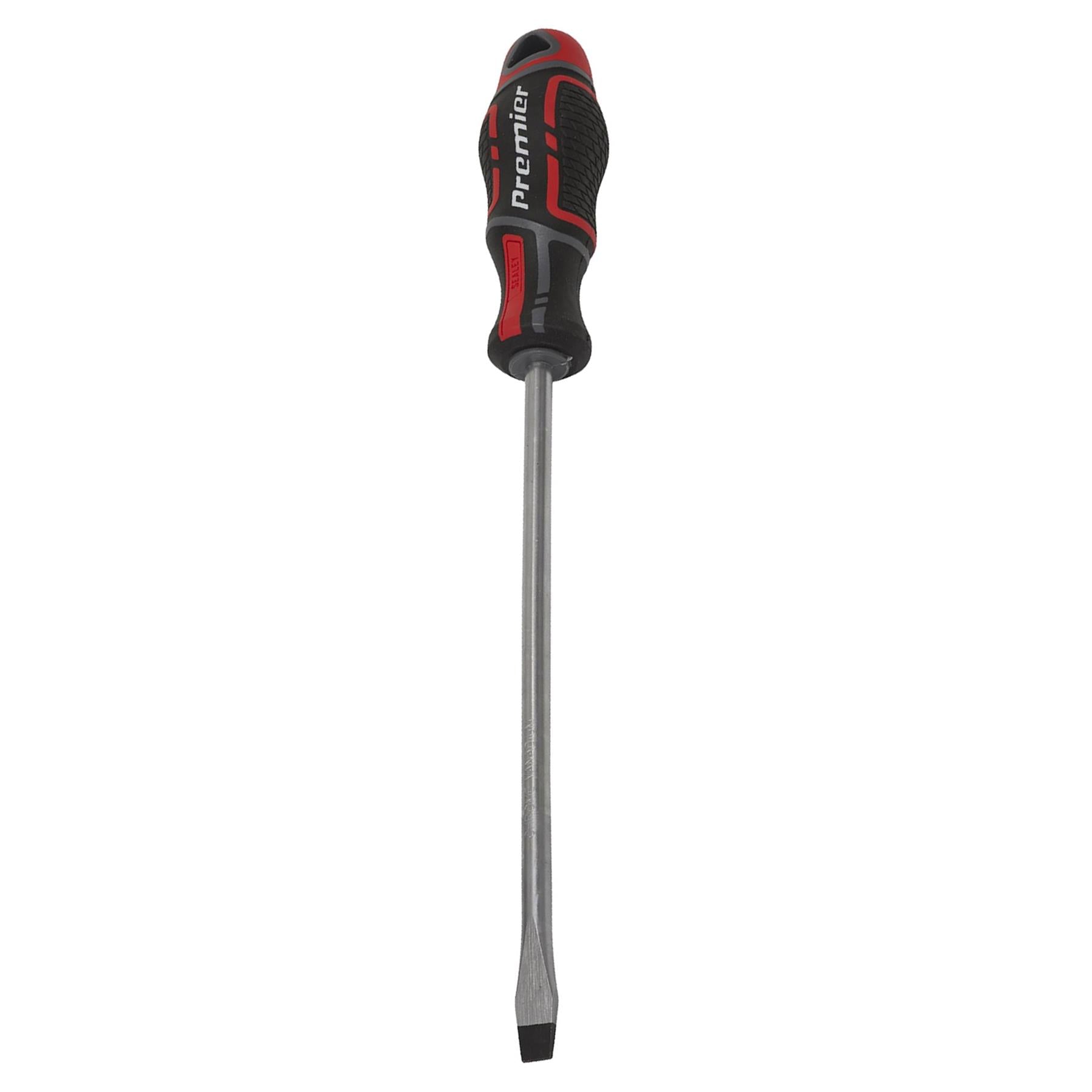 Sealey Screwdriver Slotted 8 x 200mm Flat Soft Grip Handle Magnetic GripMAX