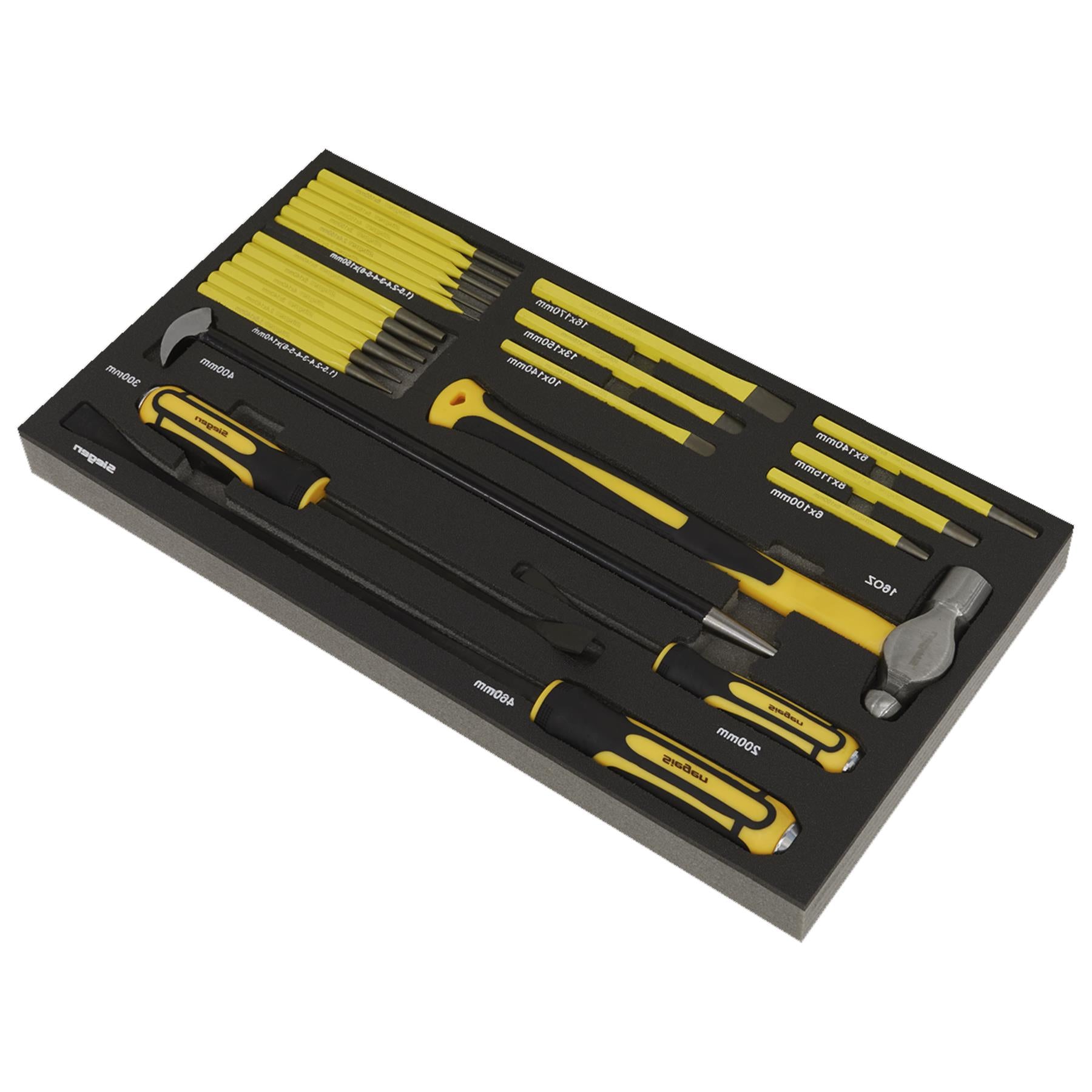 Sealey Tool Tray with Pry Bar, Hammer & Punch Set 23pc