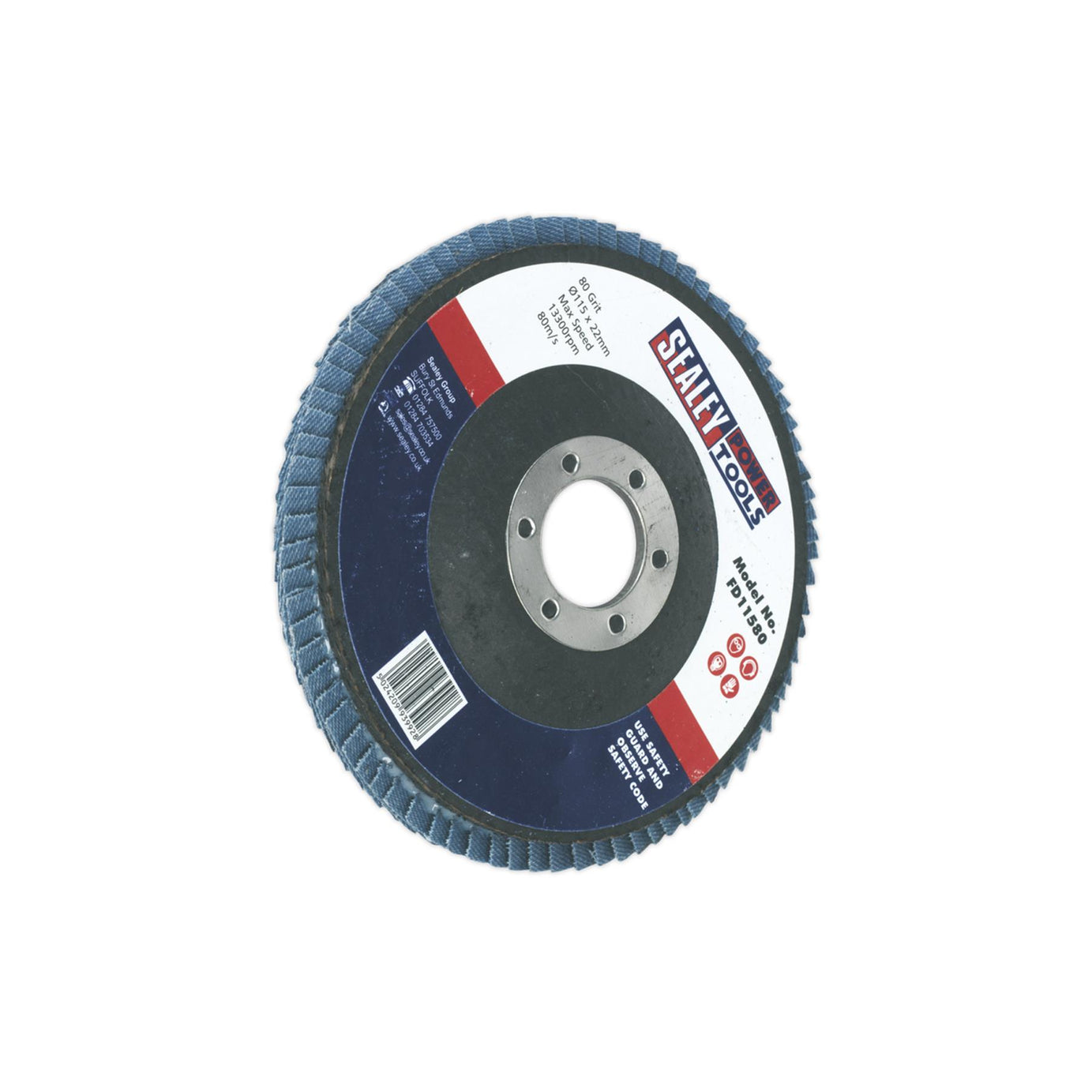 Sealey Flap Disc Zirconium Ø115mm Ø22mm Bore 80Grit