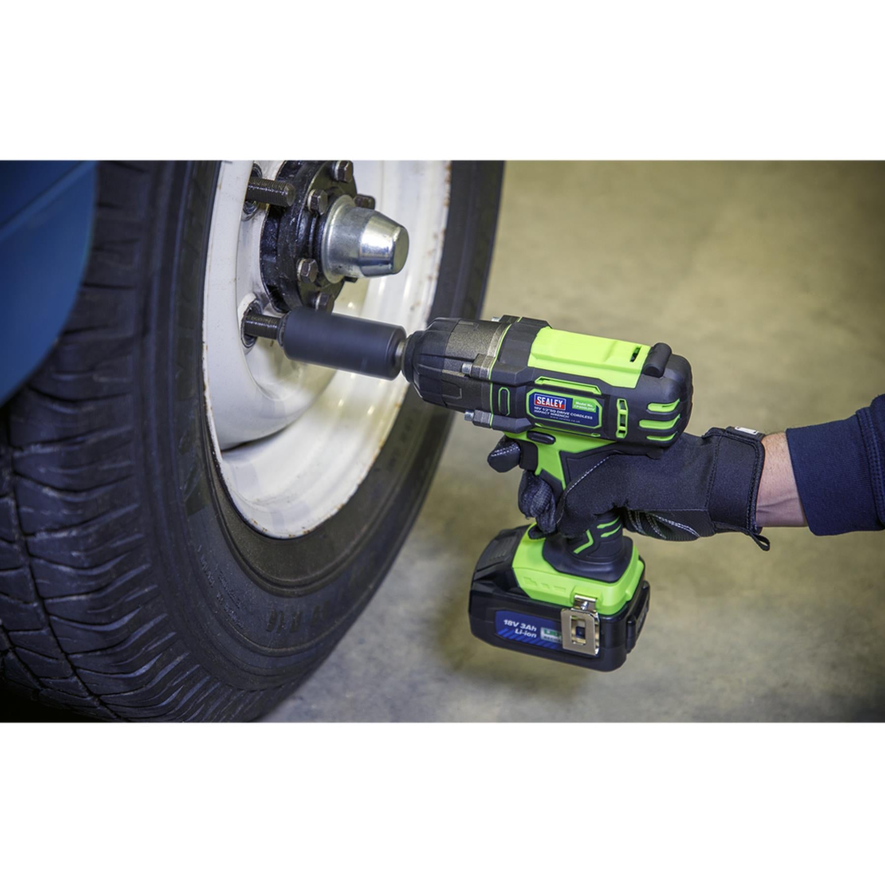 Sealey Cordless Impact Wrench 18V 3Ah Li-ion 1/2"Sq Drive Hi-Vis