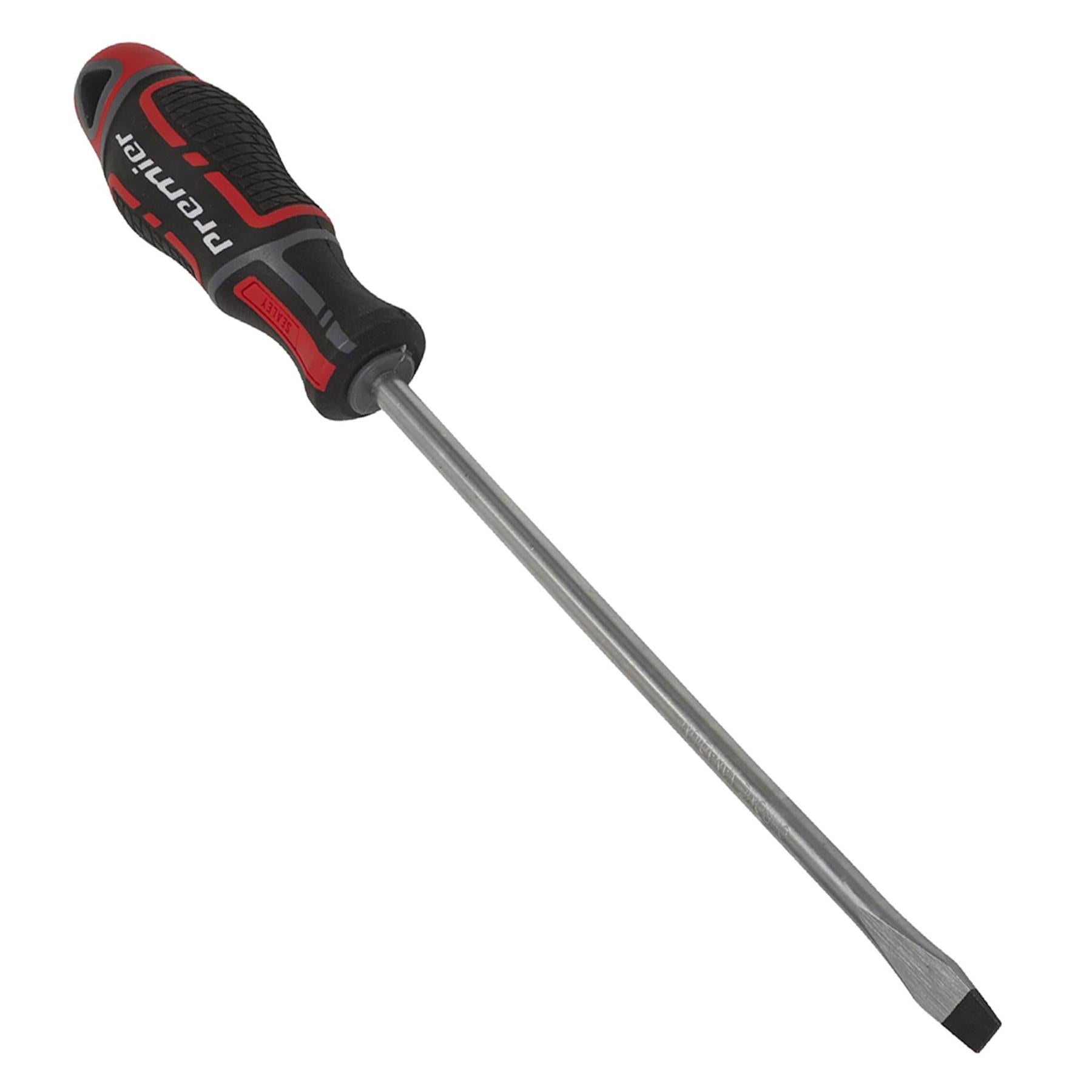Sealey Screwdriver Slotted 8 x 200mm Flat Soft Grip Handle Magnetic GripMAX