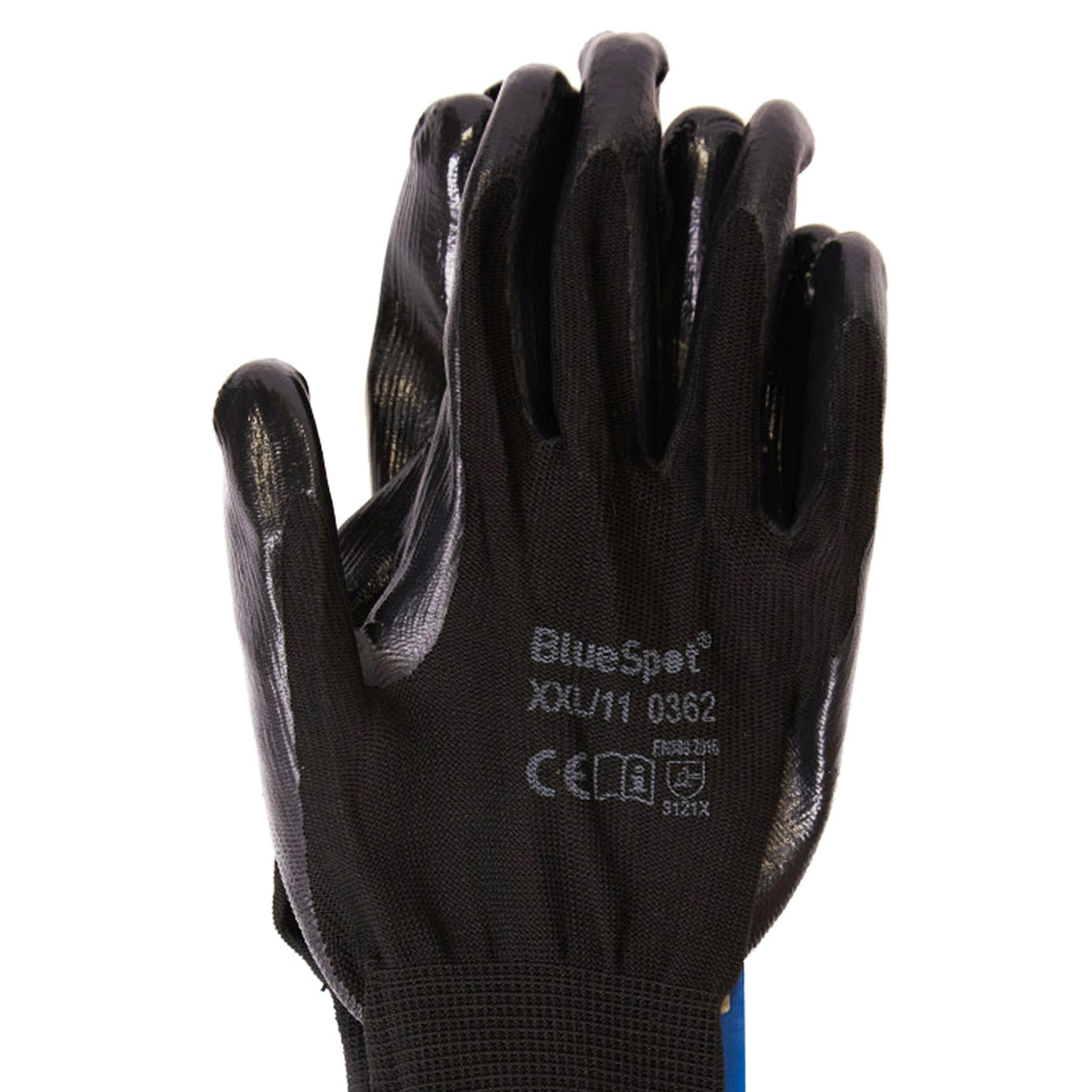 BlueSpot XXL Nitrile / Latex Coated Work Gloves Mens Builders Gardening Grip