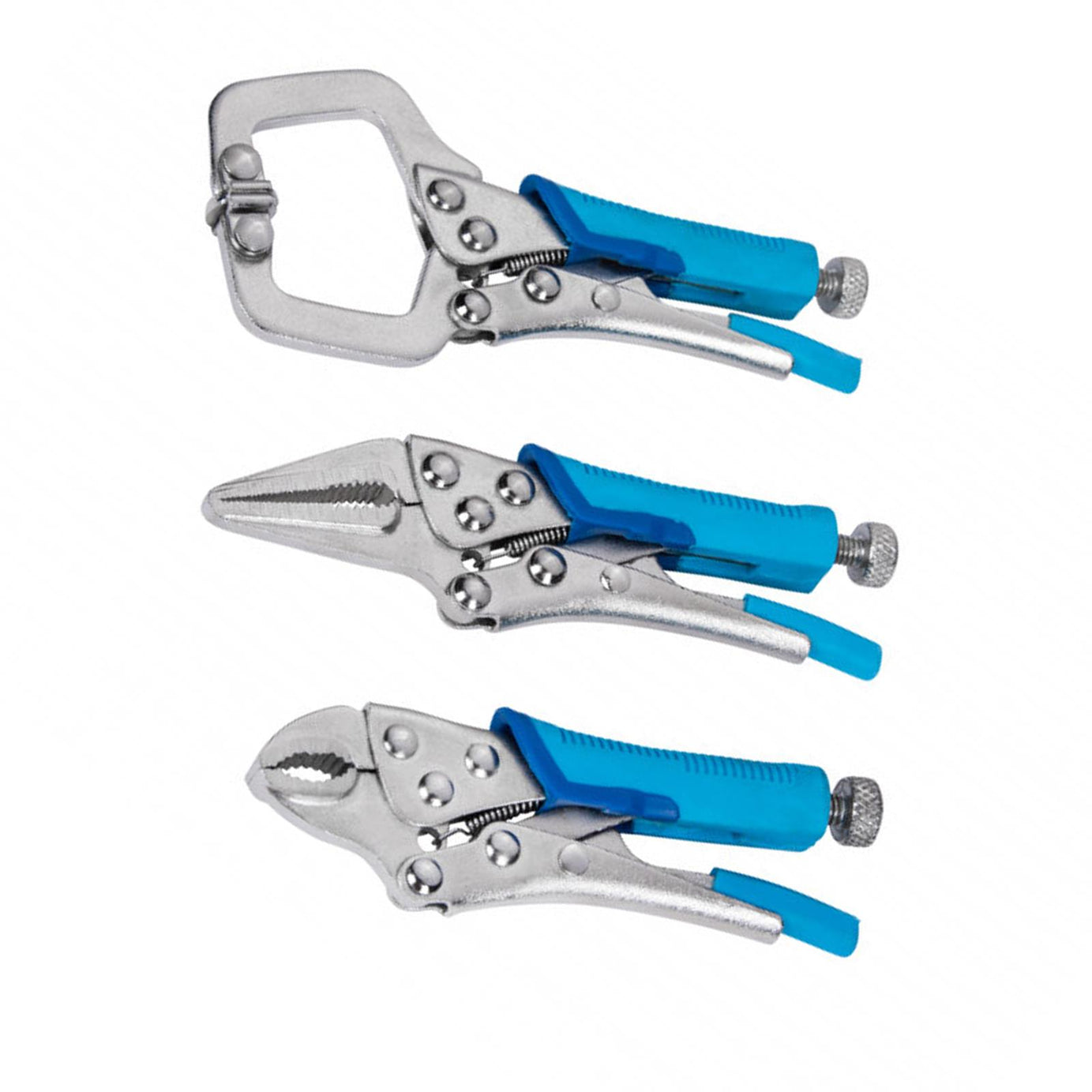 BlueSpot 3Pce Mini Locking Grip Plier And Clamp Set Professional Quality - Mole Grips
