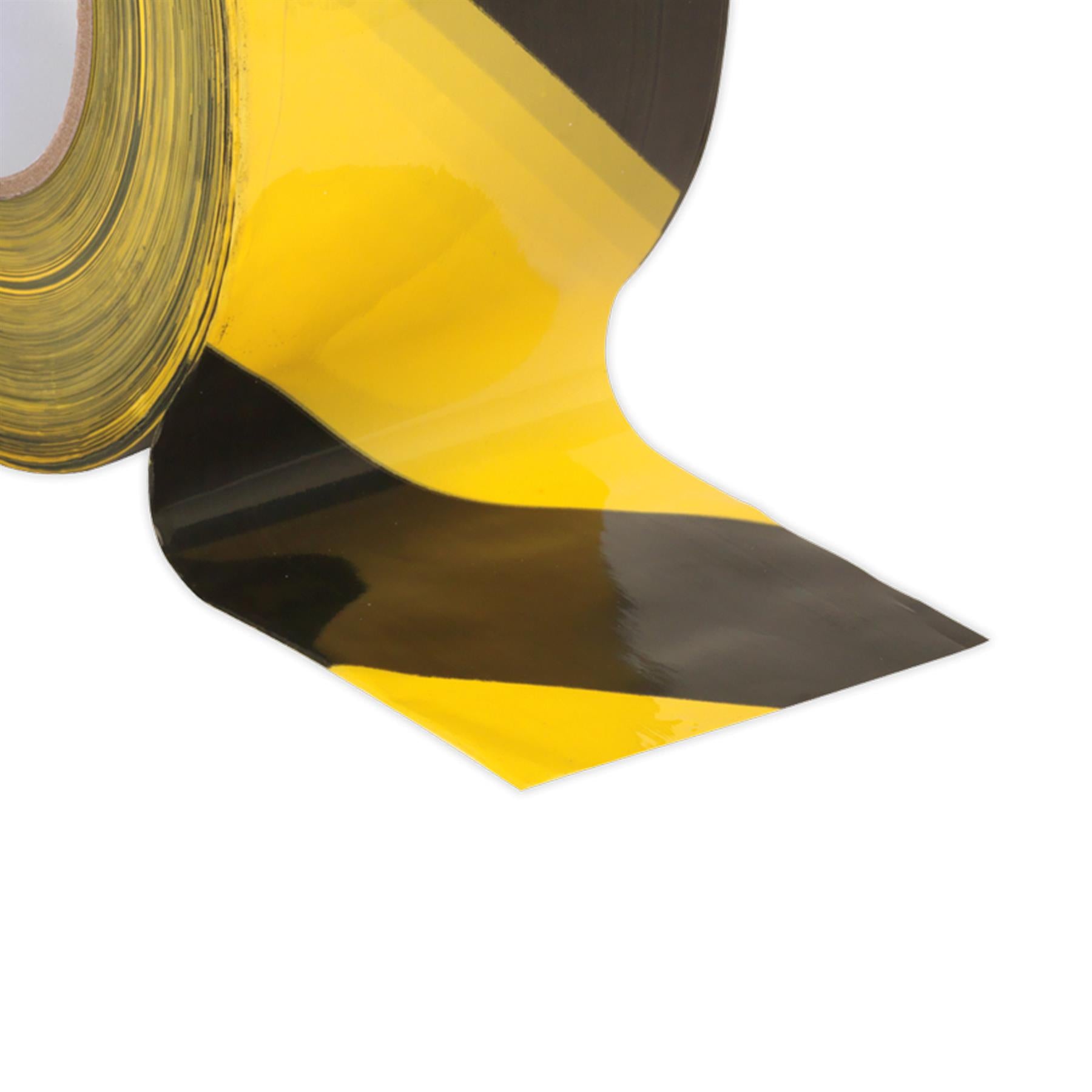 Sealey Hazard Warning Barrier Tape 80mm x 100m Black/Yellow Non-Adh