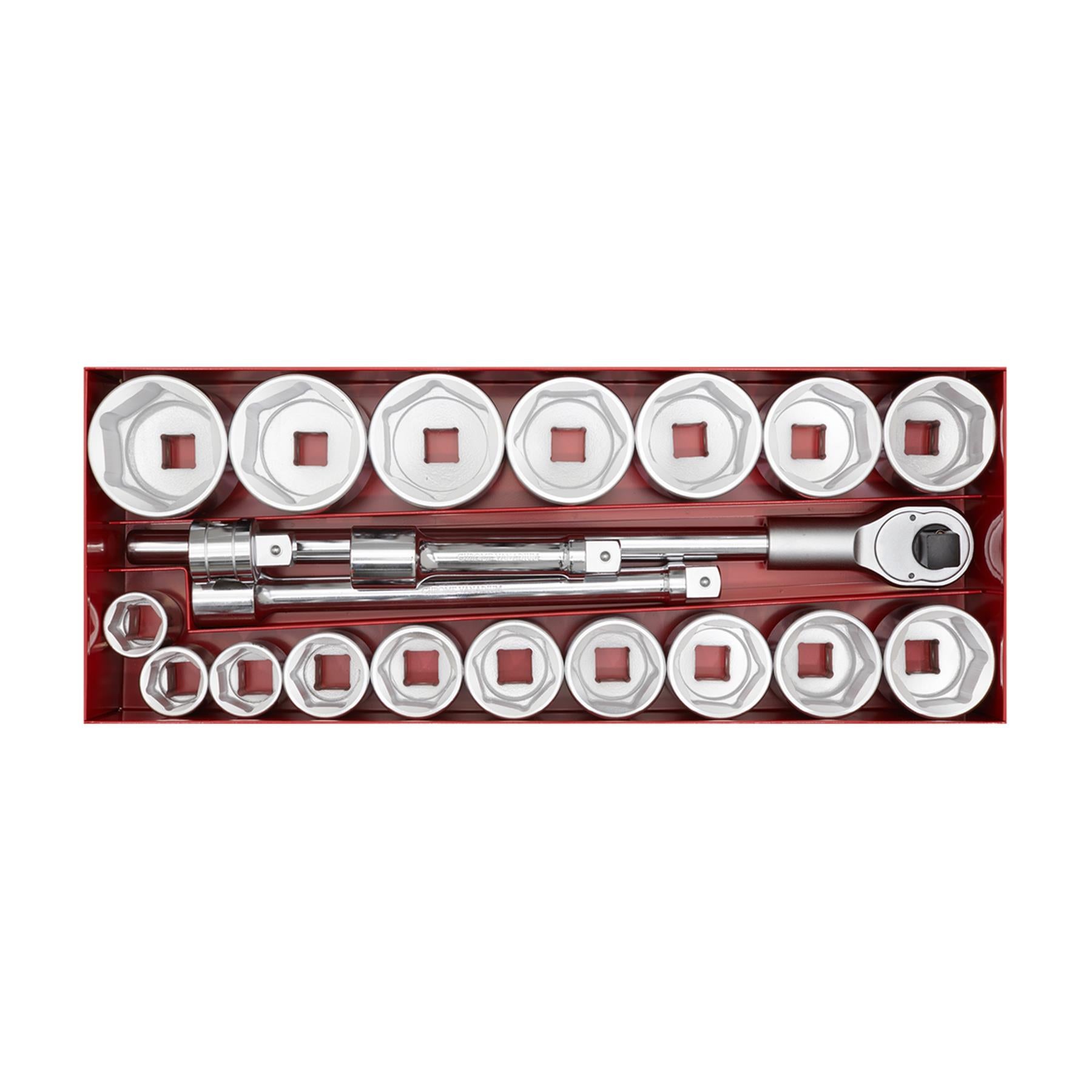 Sealey Socket Set 22pc Chrome Vanadium Steel 1"Sq Drive 6pt WallDrive Metric