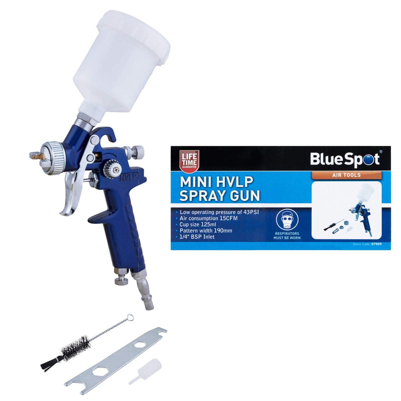 Bluespot Mini Touch Up HVLP Gravity Feed Spray Gun 125ml Cup With 0.8mm Nozzle