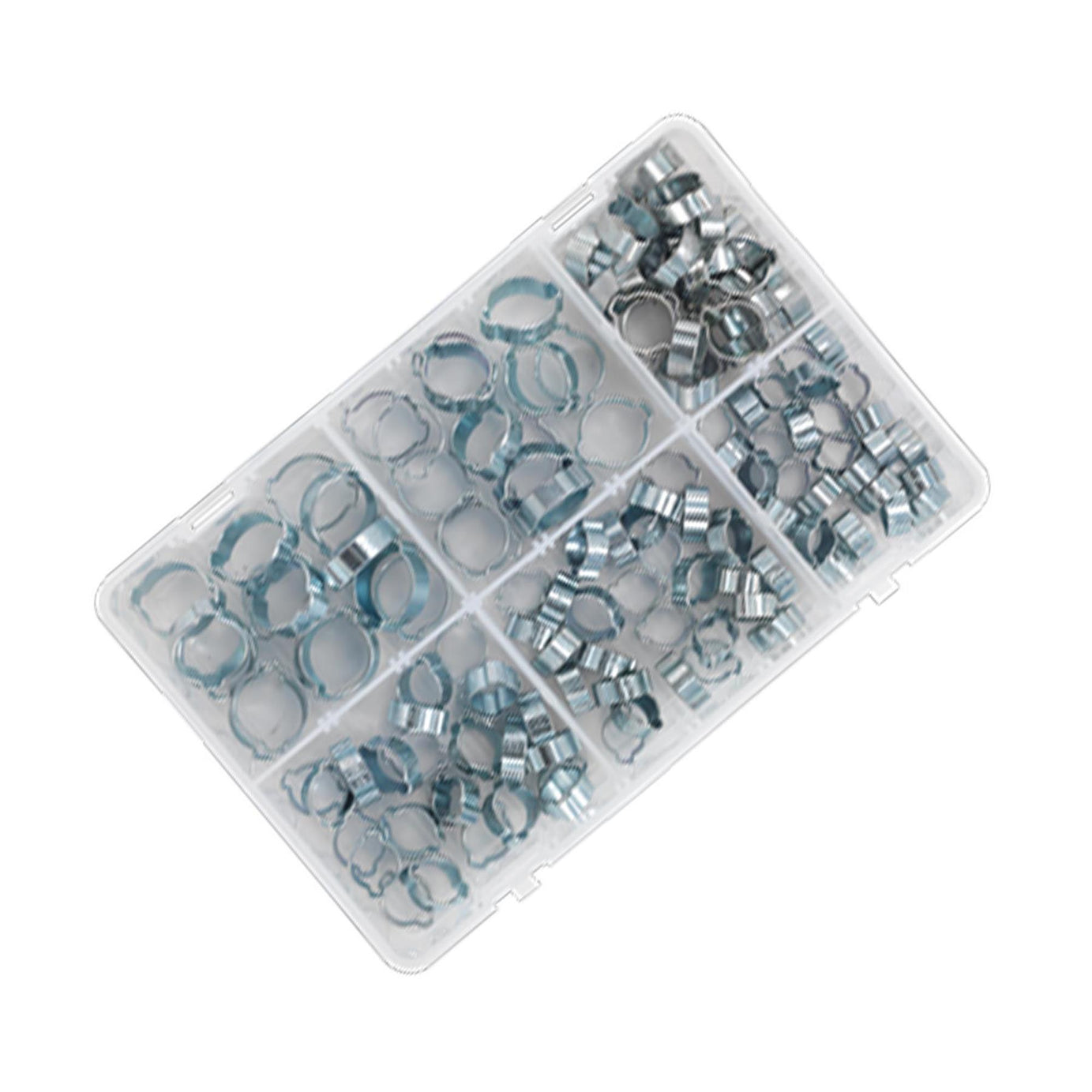 Sealey 140pcs Double Ear Ear Hose Clamps Assorted Zinc Plated O Pipe Clip Set