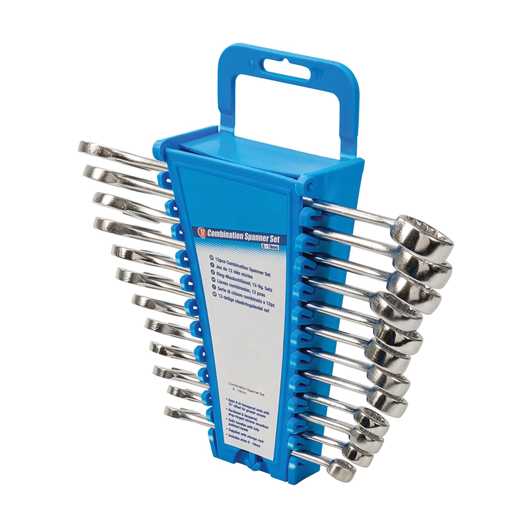 Professional 12Pc Metric Combination Spanner Set & Storage Rack