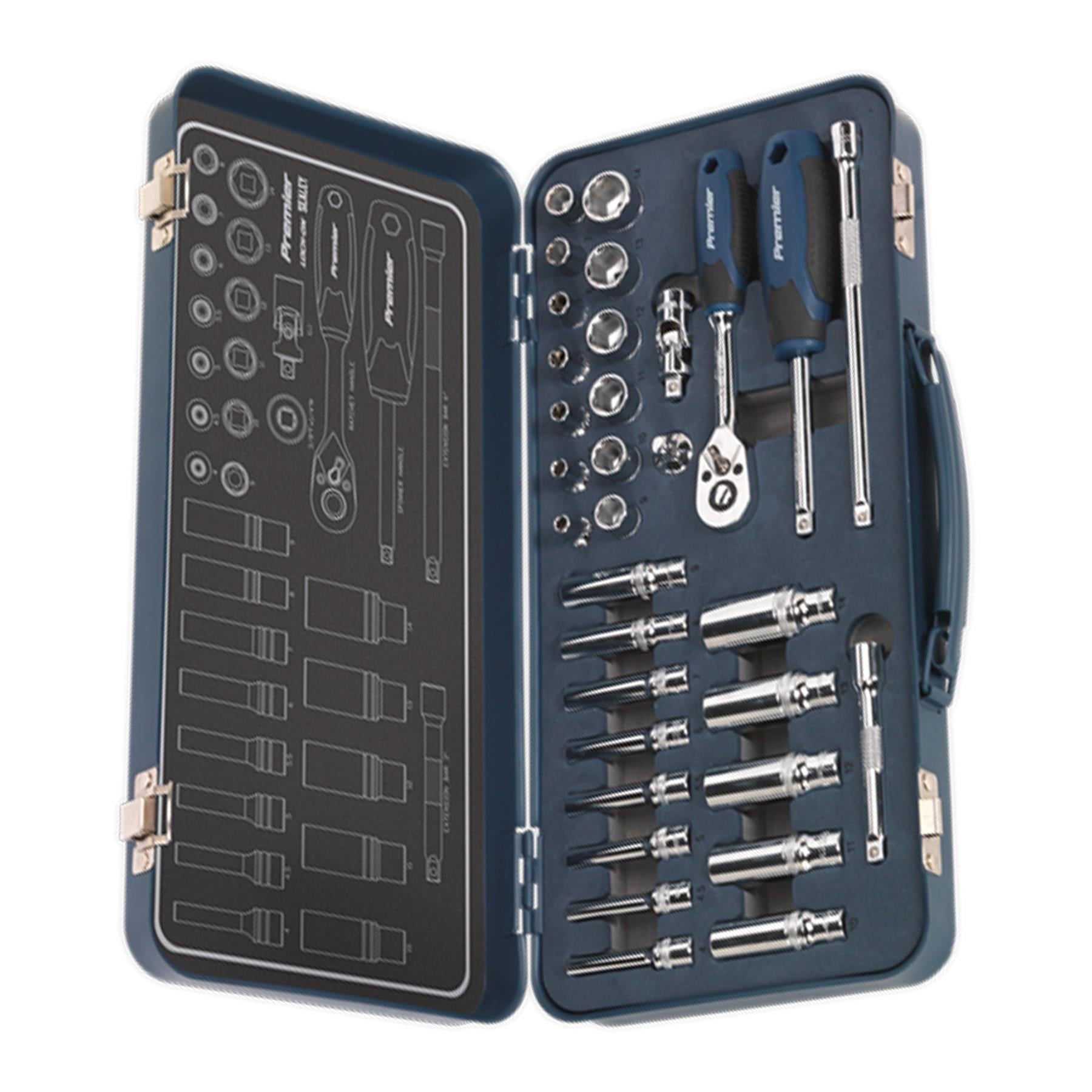 Sealey Socket Set 32pc Professional Lock-On Socket Set 1/4"Sq Drive Metric 6pt