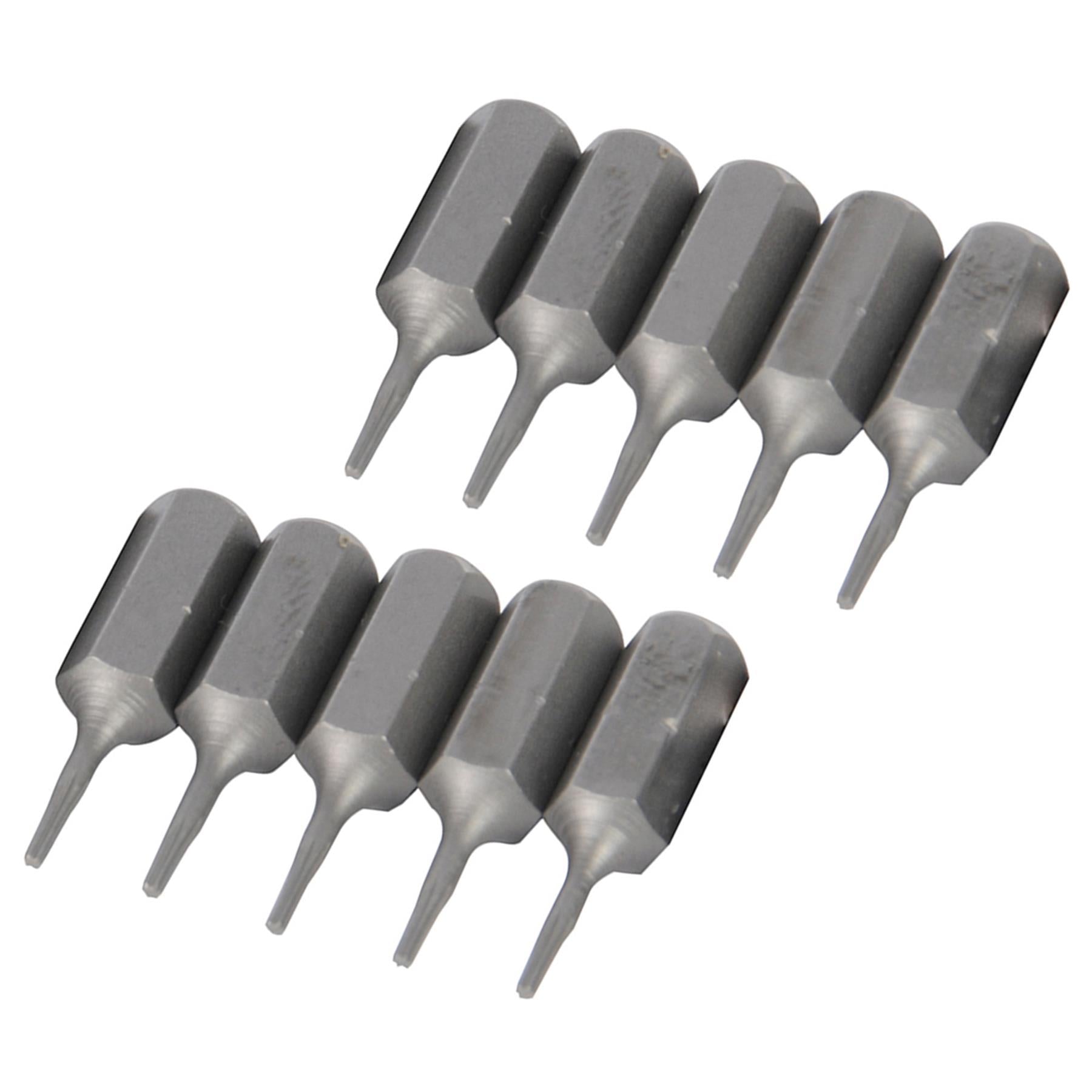 10 PACK- T4 TRX/TORX Star Chrome Vanadium Screwdriver Bits- ¼” Hex Steel Shank