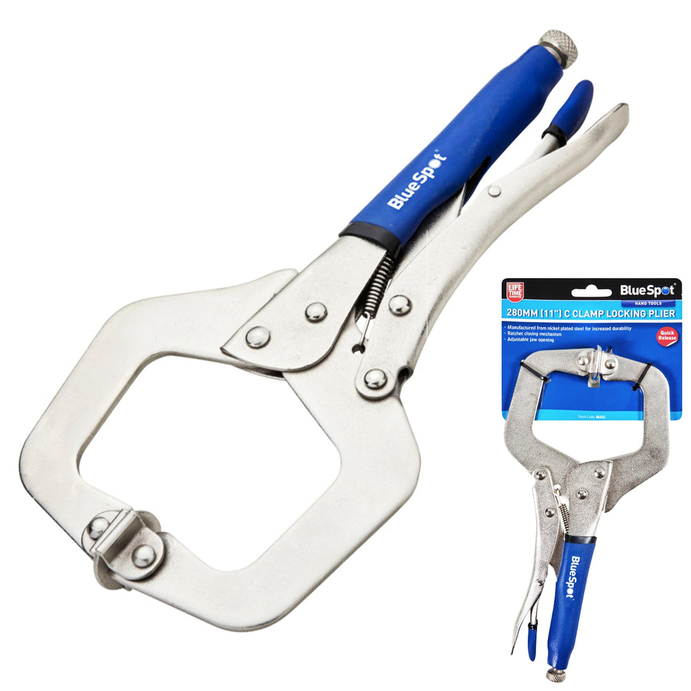 BlueSpot 280mm C Clamp Locking Mole Vise Grip Pliers Welding & Metal Work 11"