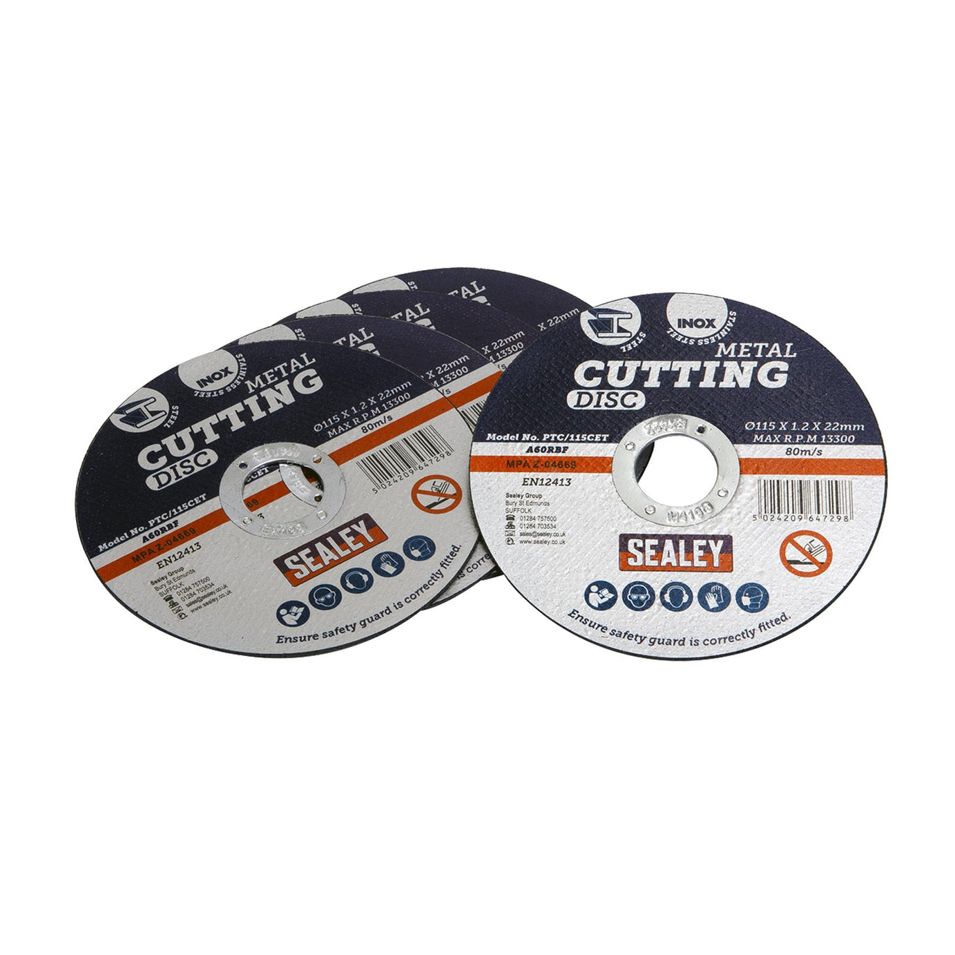 Sealey Cutting Disc Ø115 x 1.2mm 22mm Bore Pack of 5