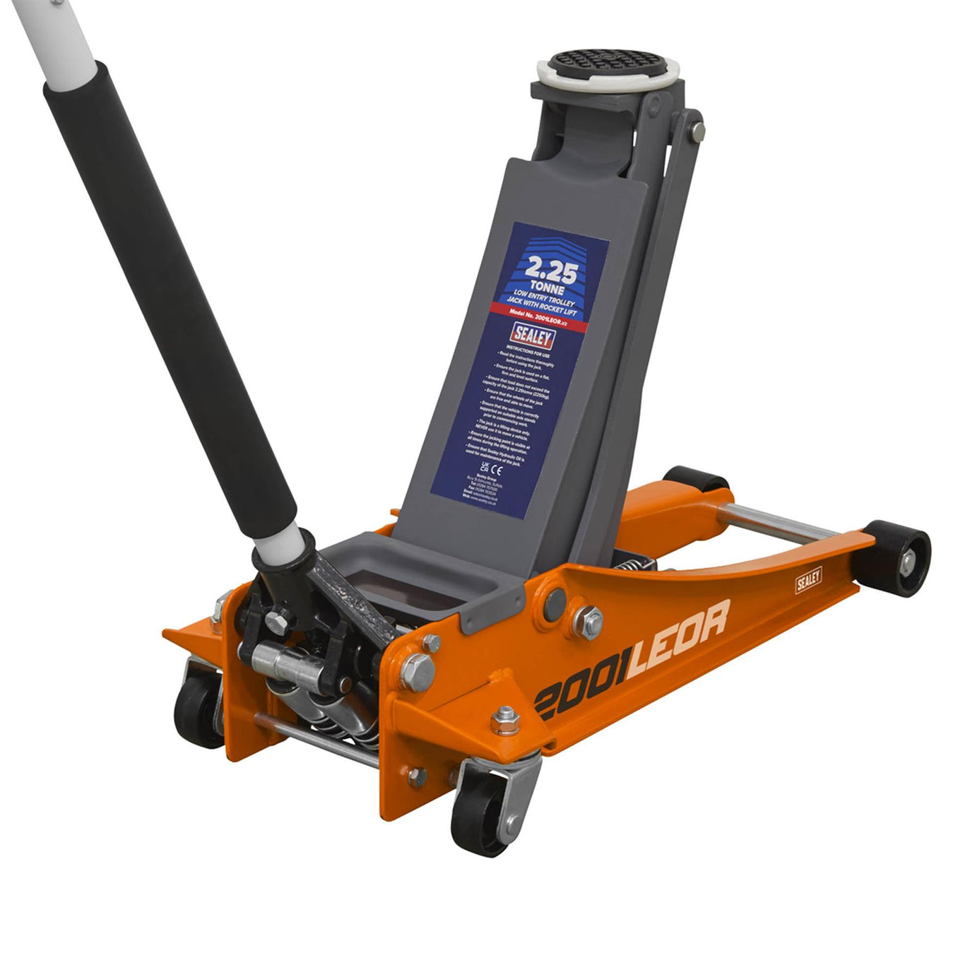Sealey Trolley Jack 2.25tonne Low Entry Rocket Lift Orange