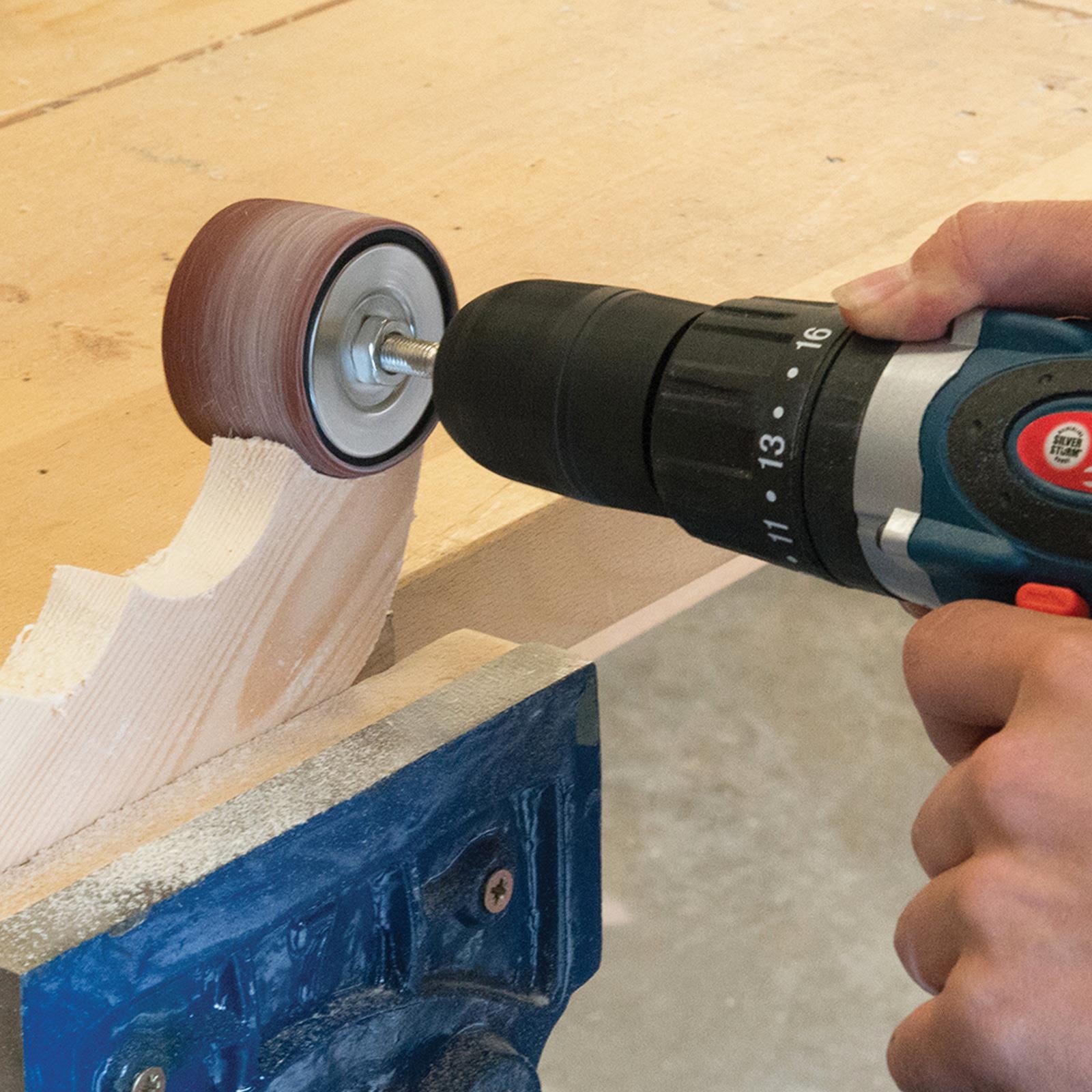 Large Drum Sanding Kit Use With Power Drills, Sander Spindle Spiraband Mounted