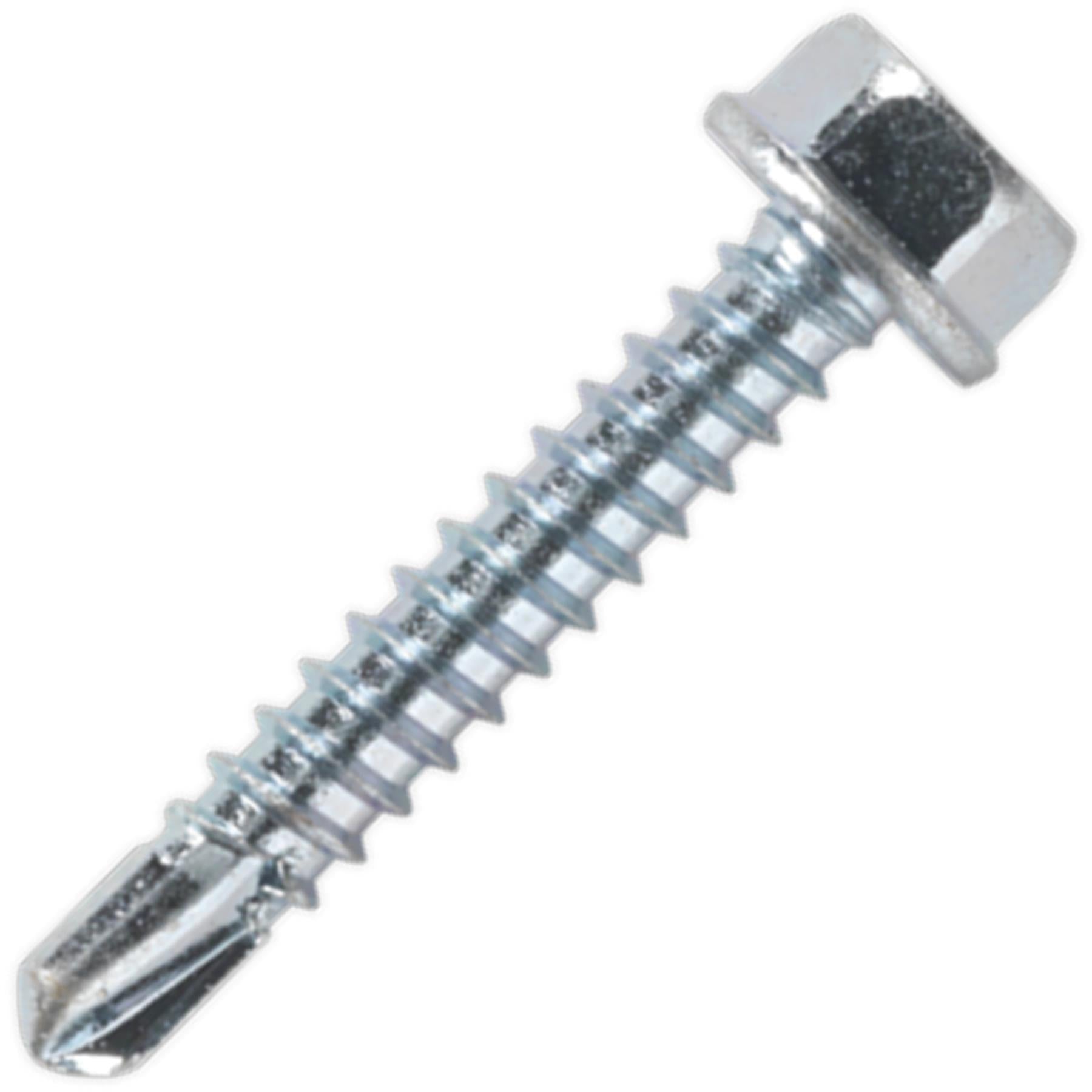 Sealey Self Drilling Screw 4.2 x 25mm Hex Head Zinc Pack of 100