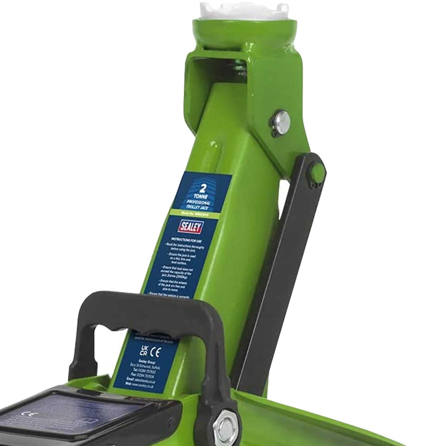 Sealey Trolley Jack 2tonne Short Chassis - Hi-Vis