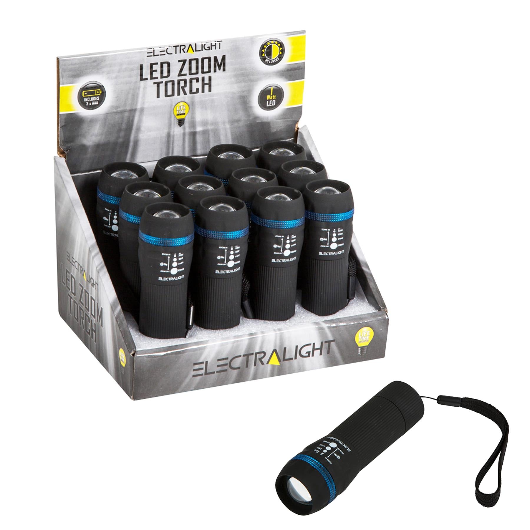 BlueSpot Electralight 1W LED Zoom Torch 50 Lumens