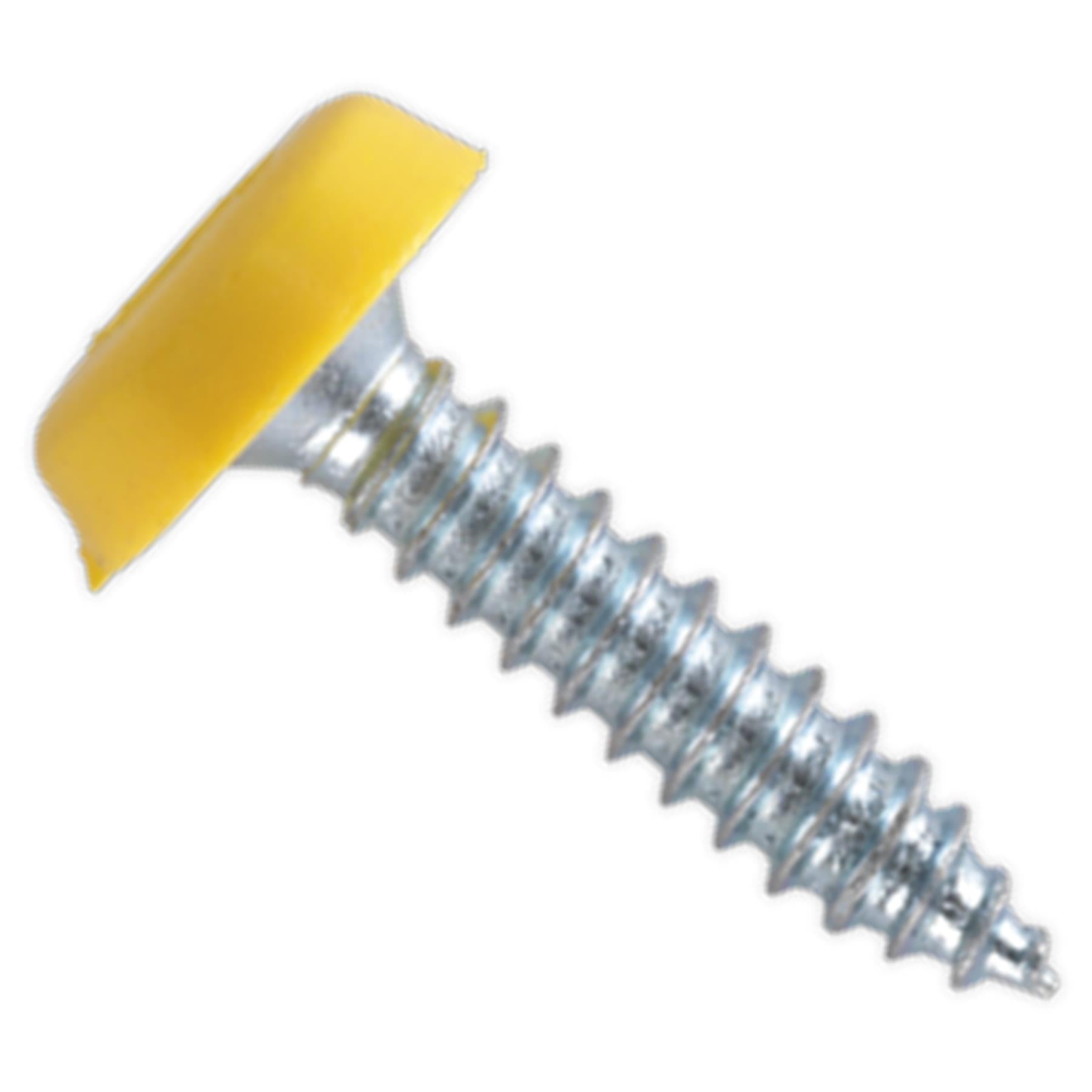 Sealey Numberplate Screw Plastic Head 4.8 x 24mm Yellow Pk of 50