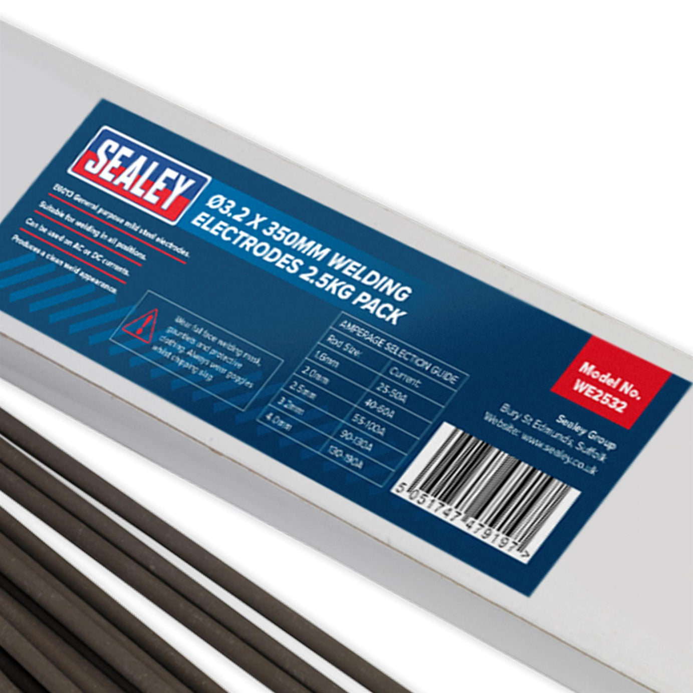Welding Electrodes 3.2 x 350mm 2.5kg Pack mild steel electrodes made Sealey