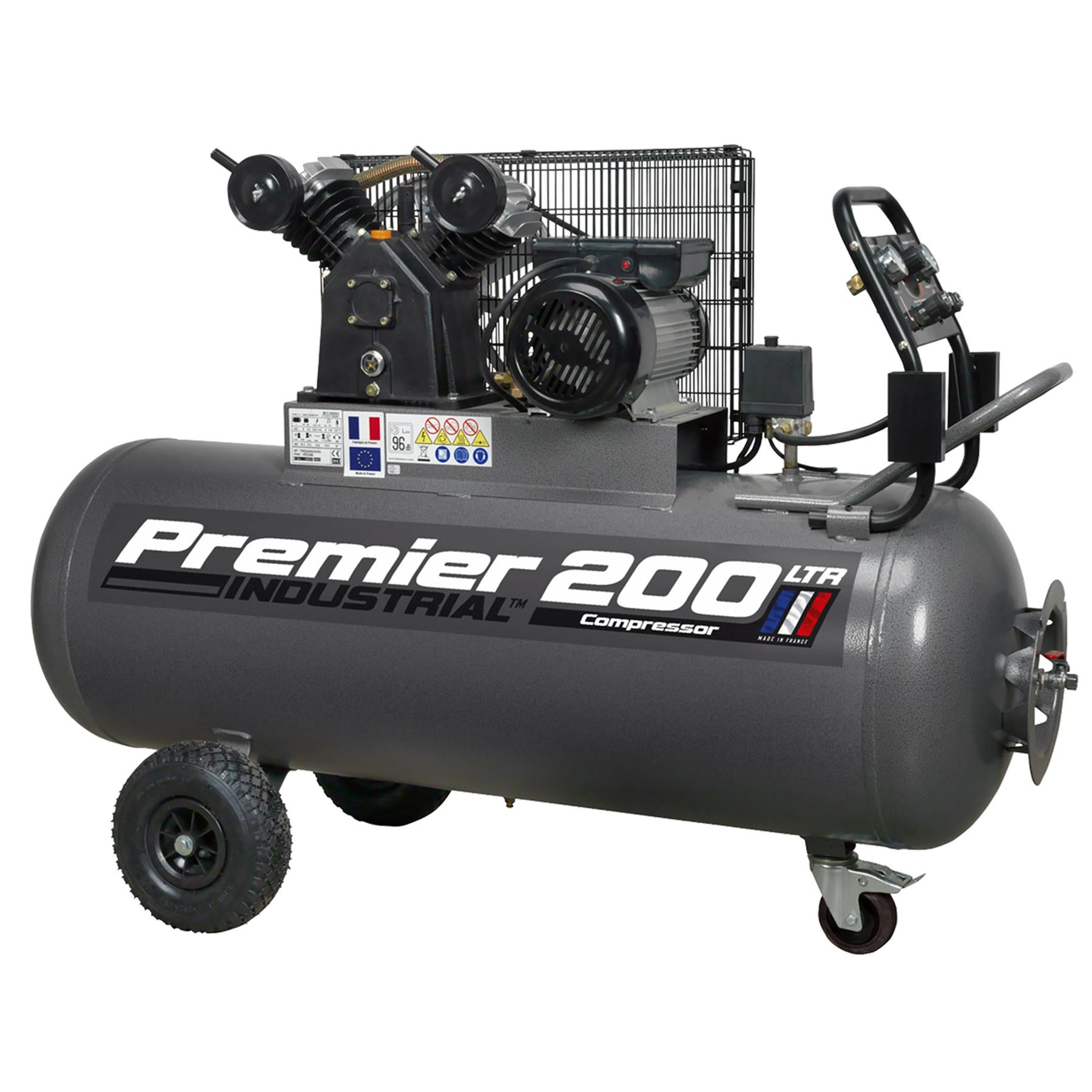 Sealey Compressor 200L Belt Drive 3hp with Front Control Panel