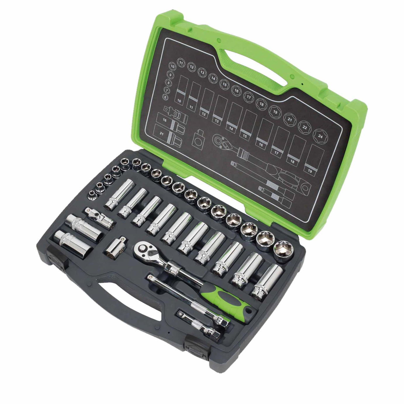 Sealey Socket Set 34pc 3/8"Sq Drive 6pt WallDrive Metric