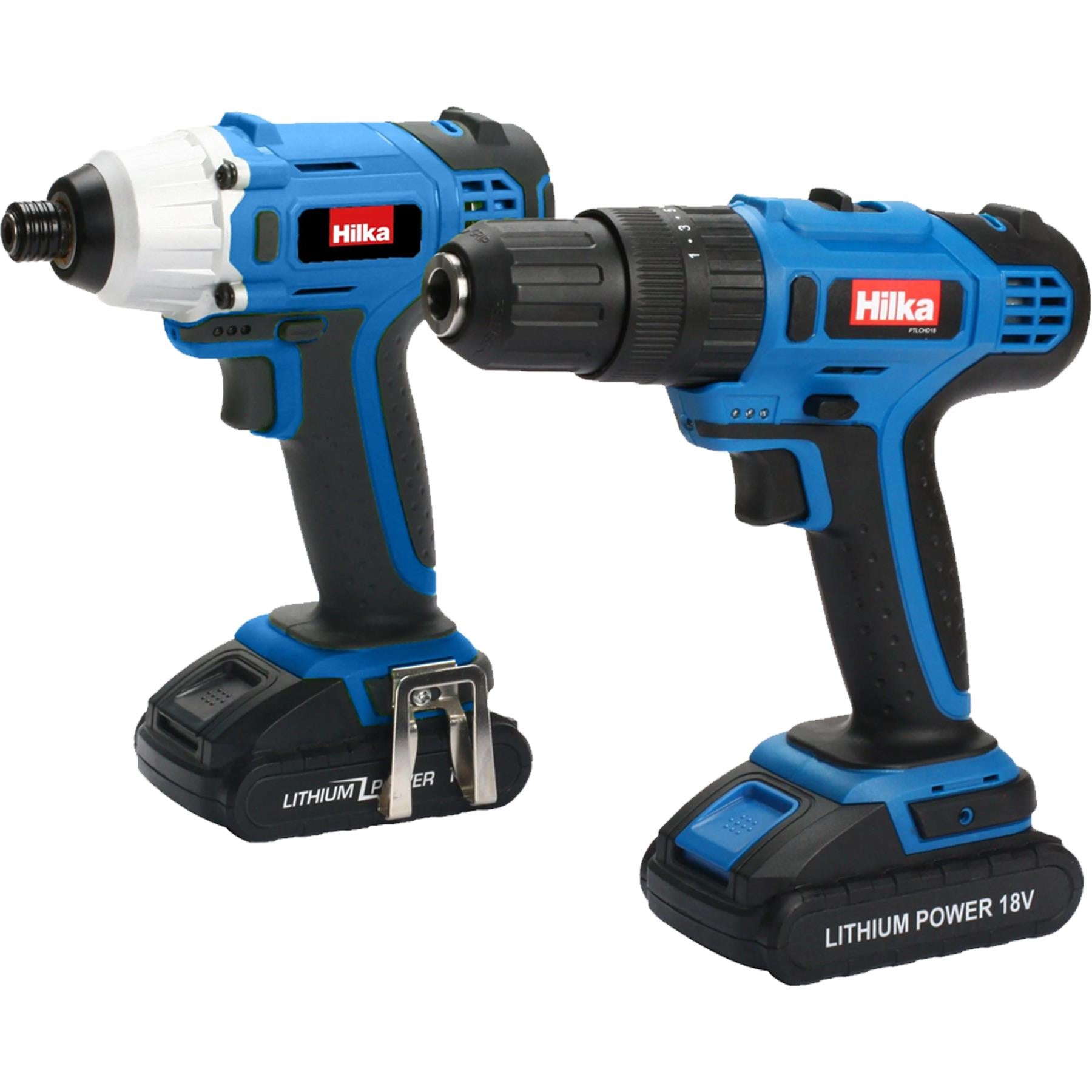 Hilka 18V Li-ion Cordless Drill Driver Electric Impact Driver Drills With 2 Batteries