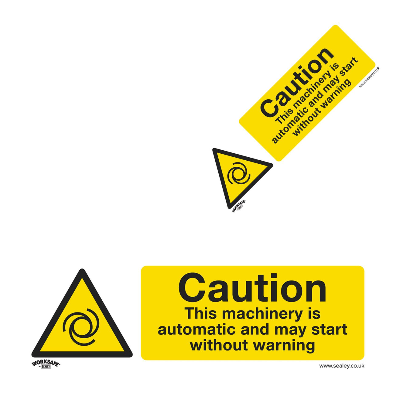 Sealey Safety Sign - Caution Automatic Machinery - Self Adhesive. Pk10