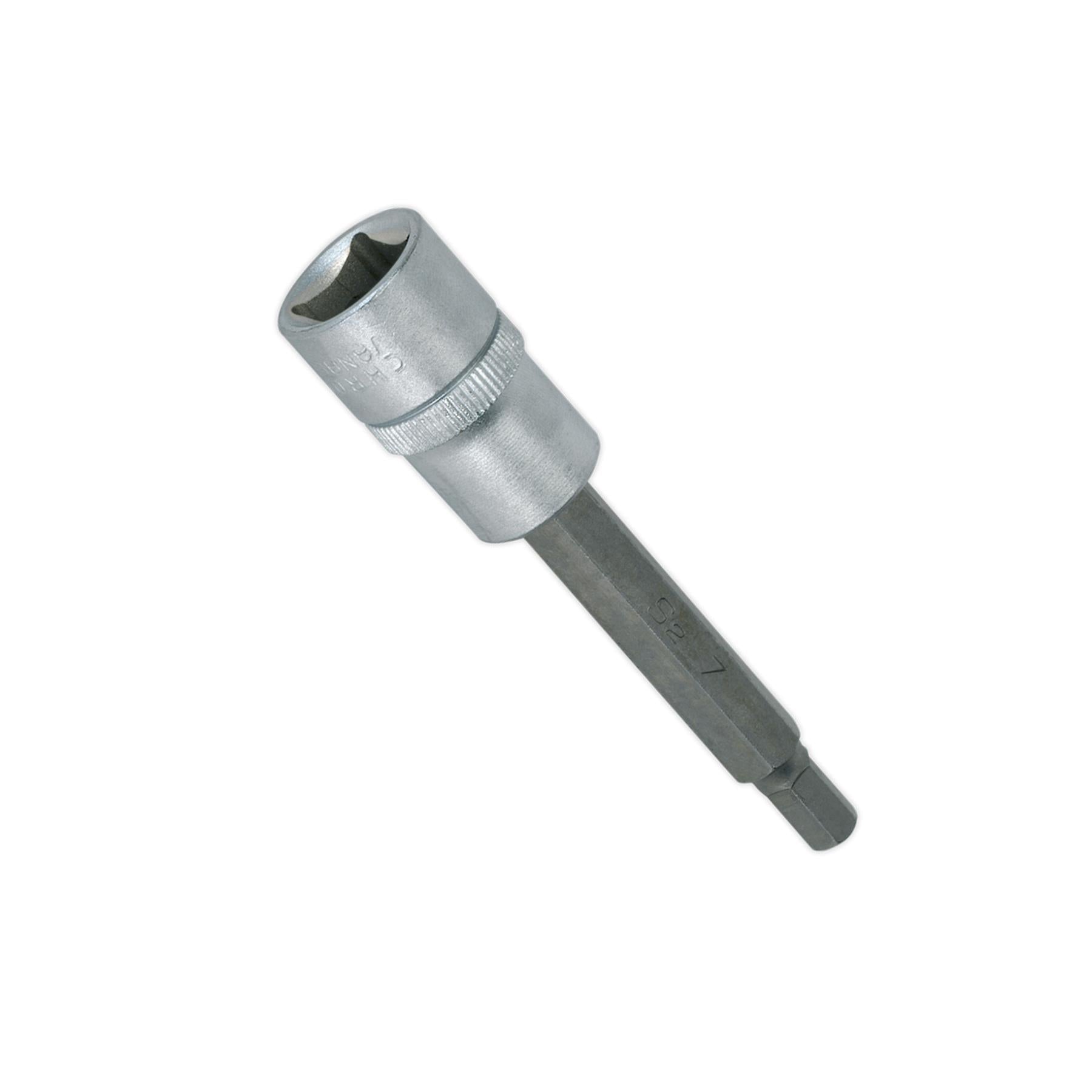 Sealey Hex Socket Bit 7mm Long 1/2"Sq Drive Satin Finish