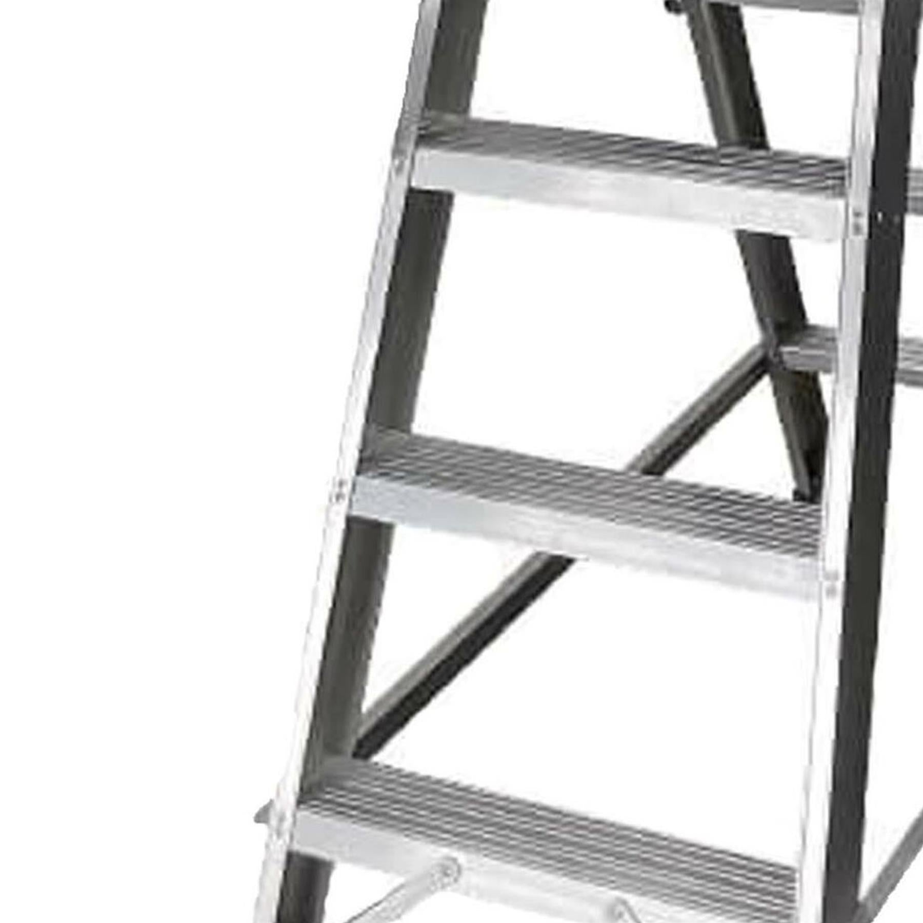 Dapetz Aluminium 5 Tread Double Sided Machine Step Ladder, 150 Kg, Made In Uk