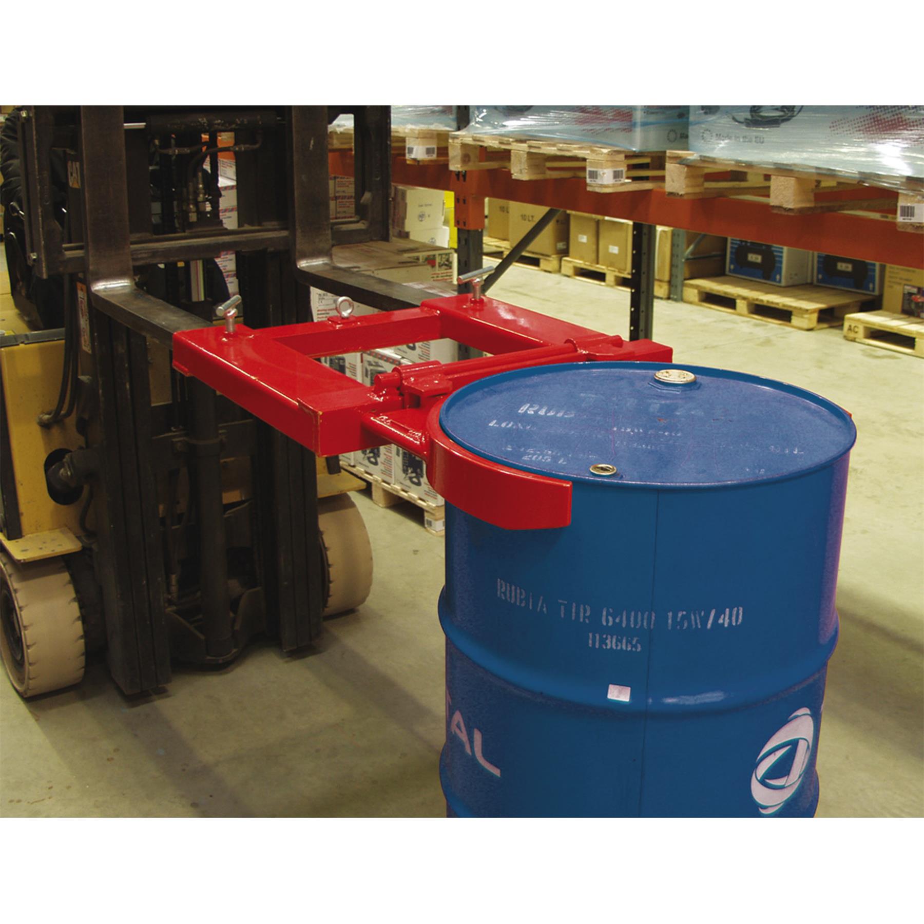 Sealey Forklift Drum Clamp Single 205L Heavy-duty steel construction.