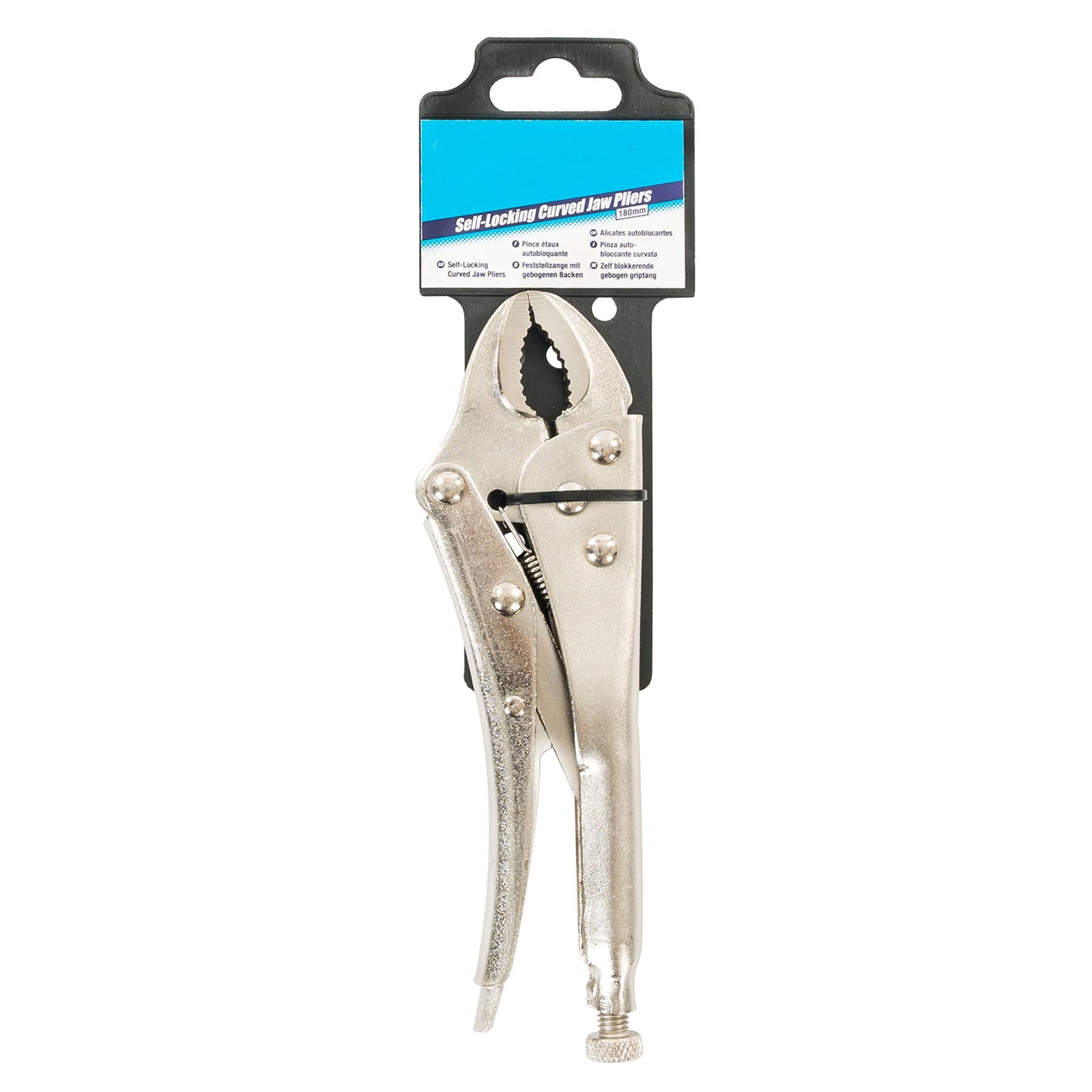 Self Locking Pliers - 180mm Curved Easy Screw Adjustment For Controlled Grip