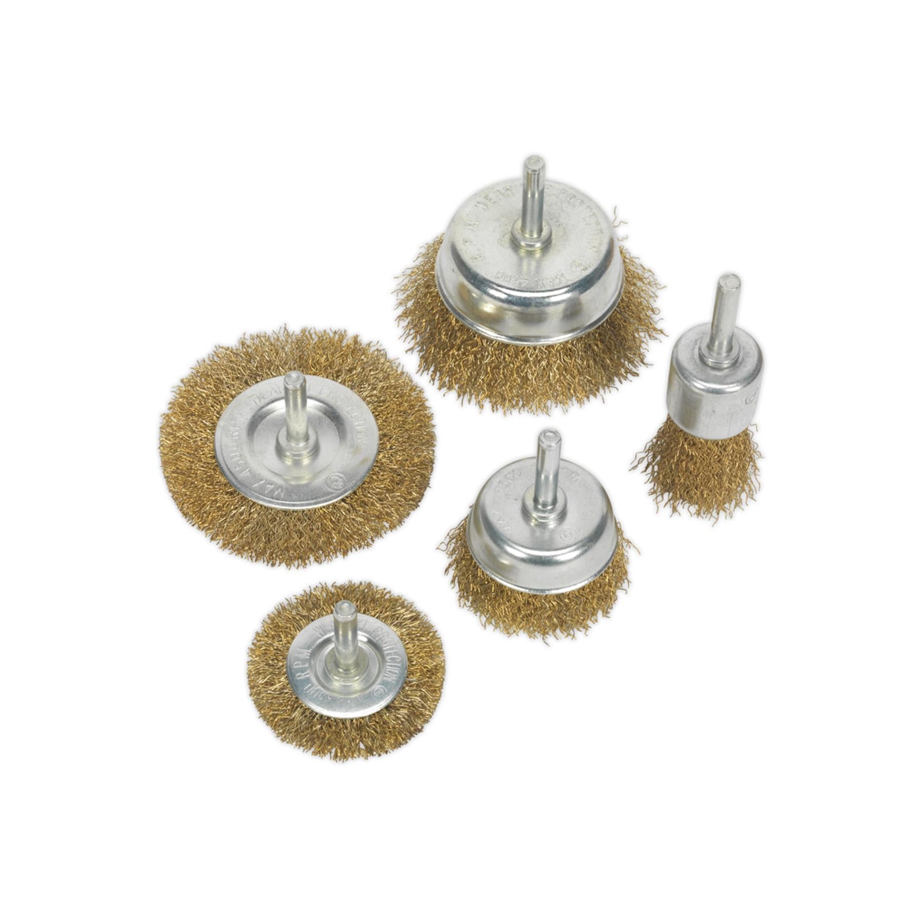 Sealey Wire Brush Set 5pc Brassed