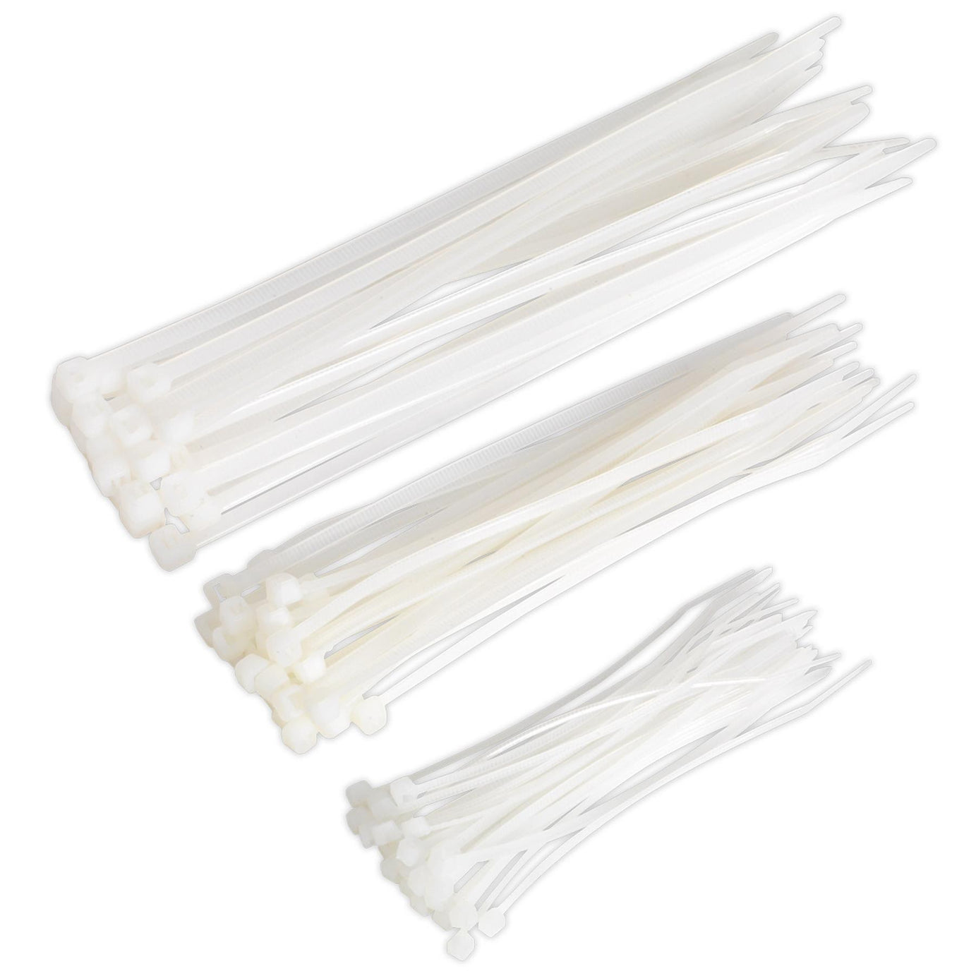 Sealey Cable Tie Assortment White Pack of 75 inc 100mm / 150mm / 200mm