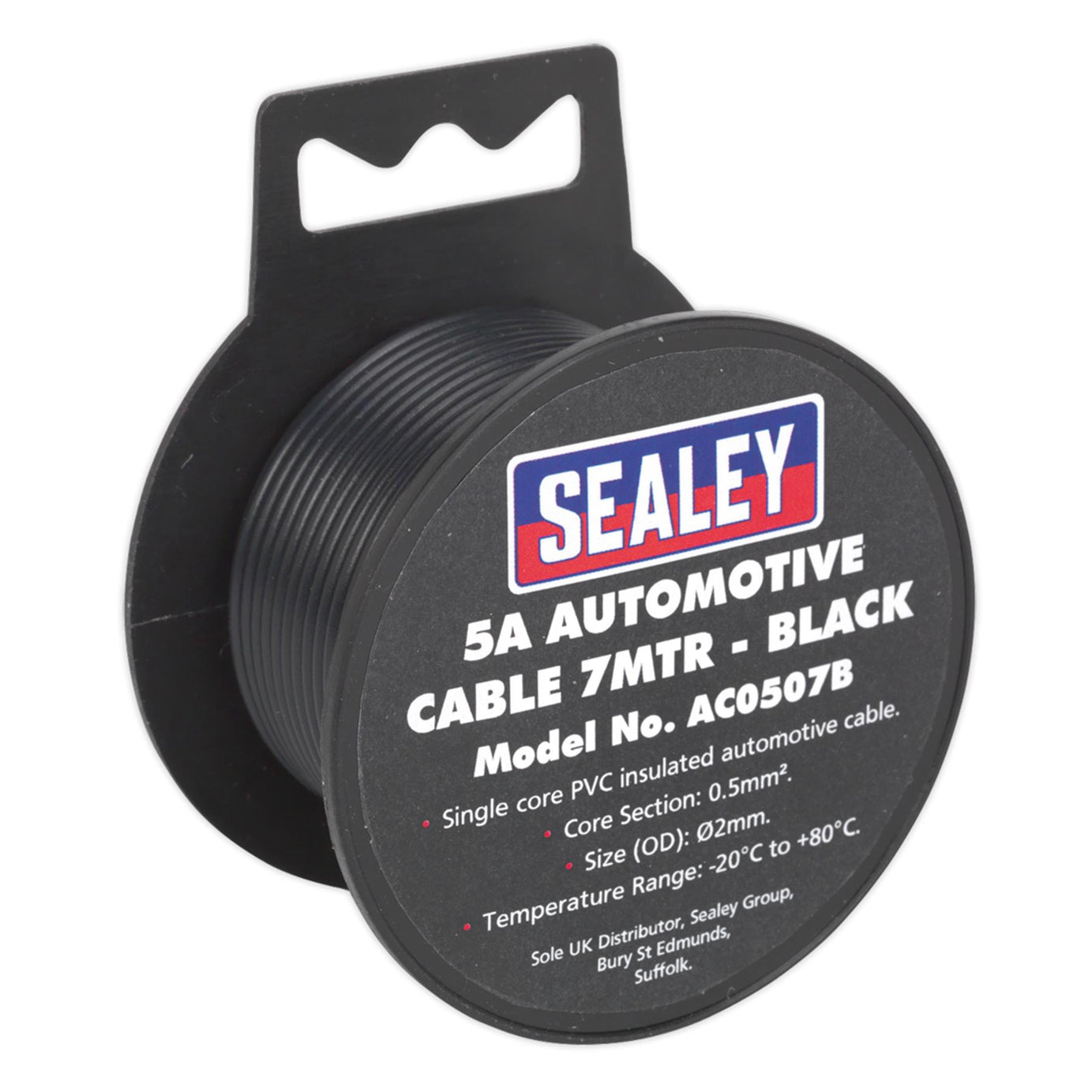 Sealey Automotive 5a 7m Thick Wall Auto Loom Car Van Cable Wire Black